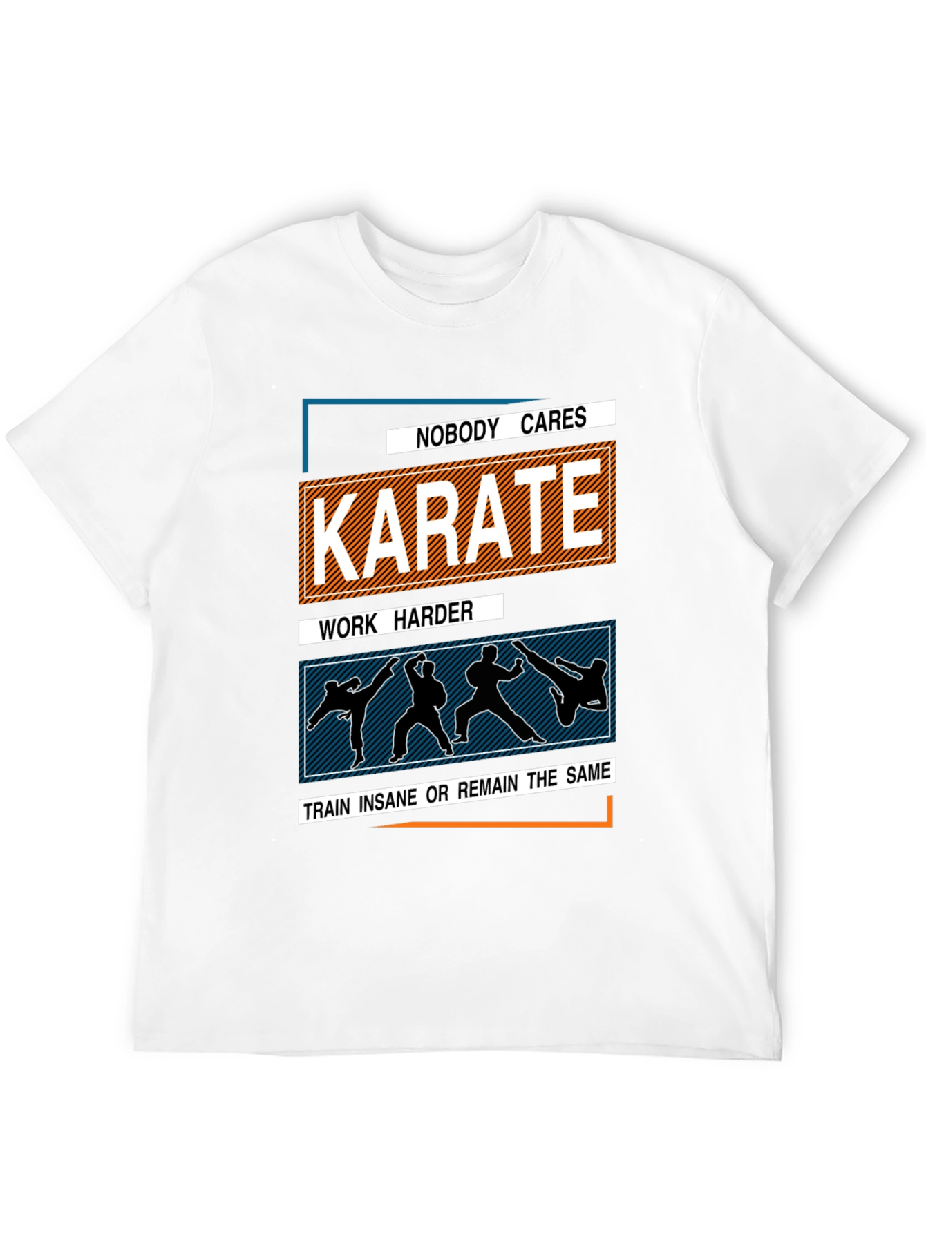 Black Karate Training T-Shirt: Nobody Cares, Work Harder view 12