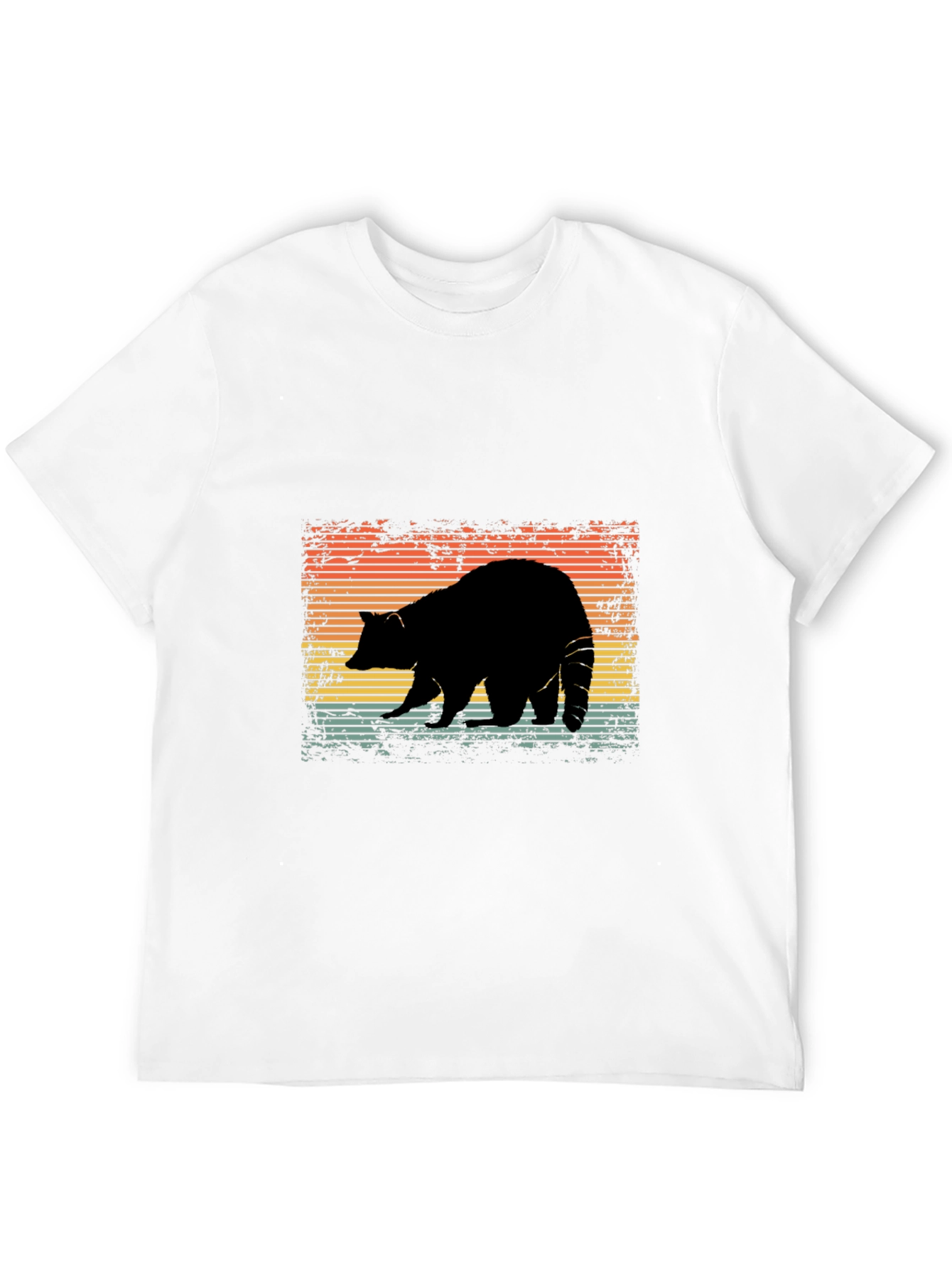 Black Retro Raccoon Silhouette Graphic Tee view 12