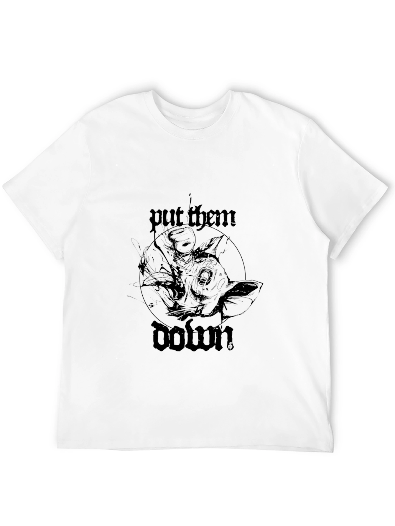 Black Put Them Down Graphic Tee - Stylish Black T-Shirt view 12