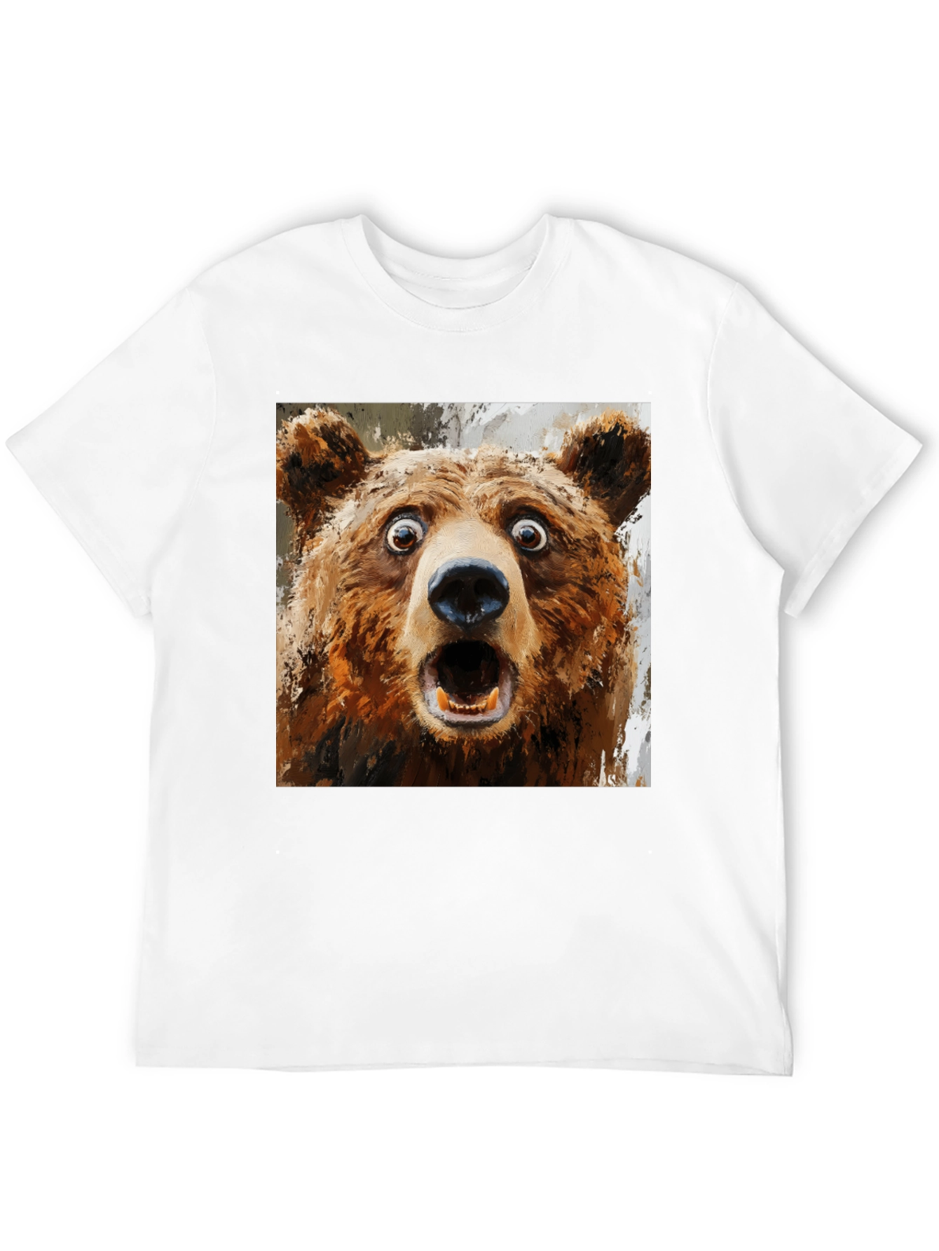 Black Surprised Bear Graphic T-Shirt view 12