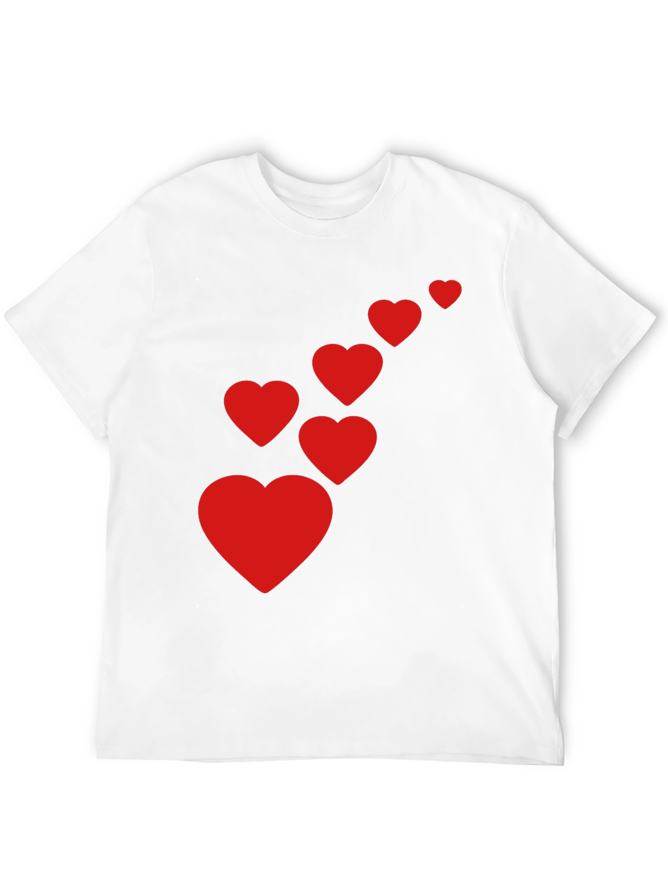 Black Men's Black T-Shirt with Red Heart Cascade view 12