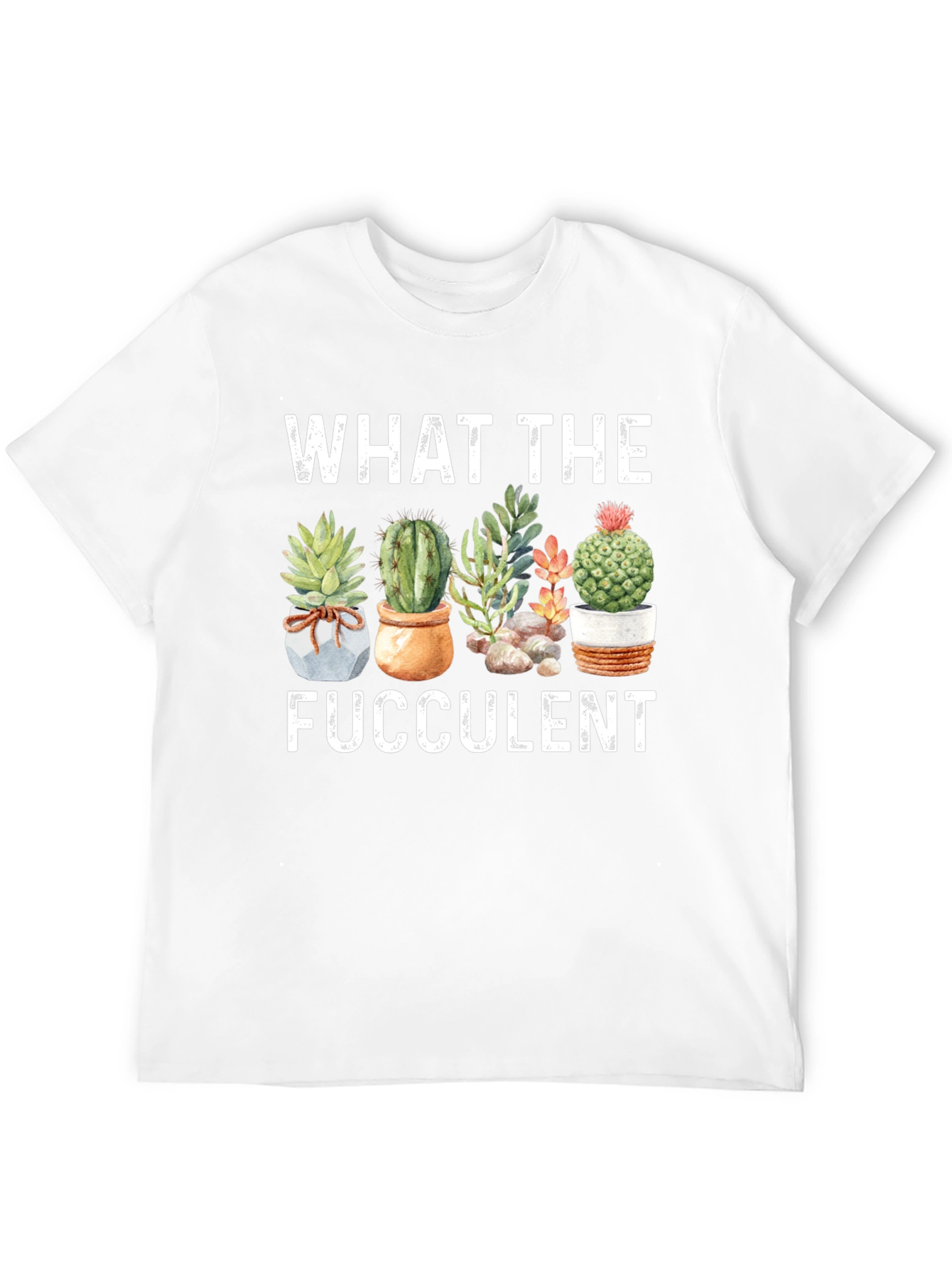 Black Funny "What The Fucculent" Graphic T-Shirt view 12