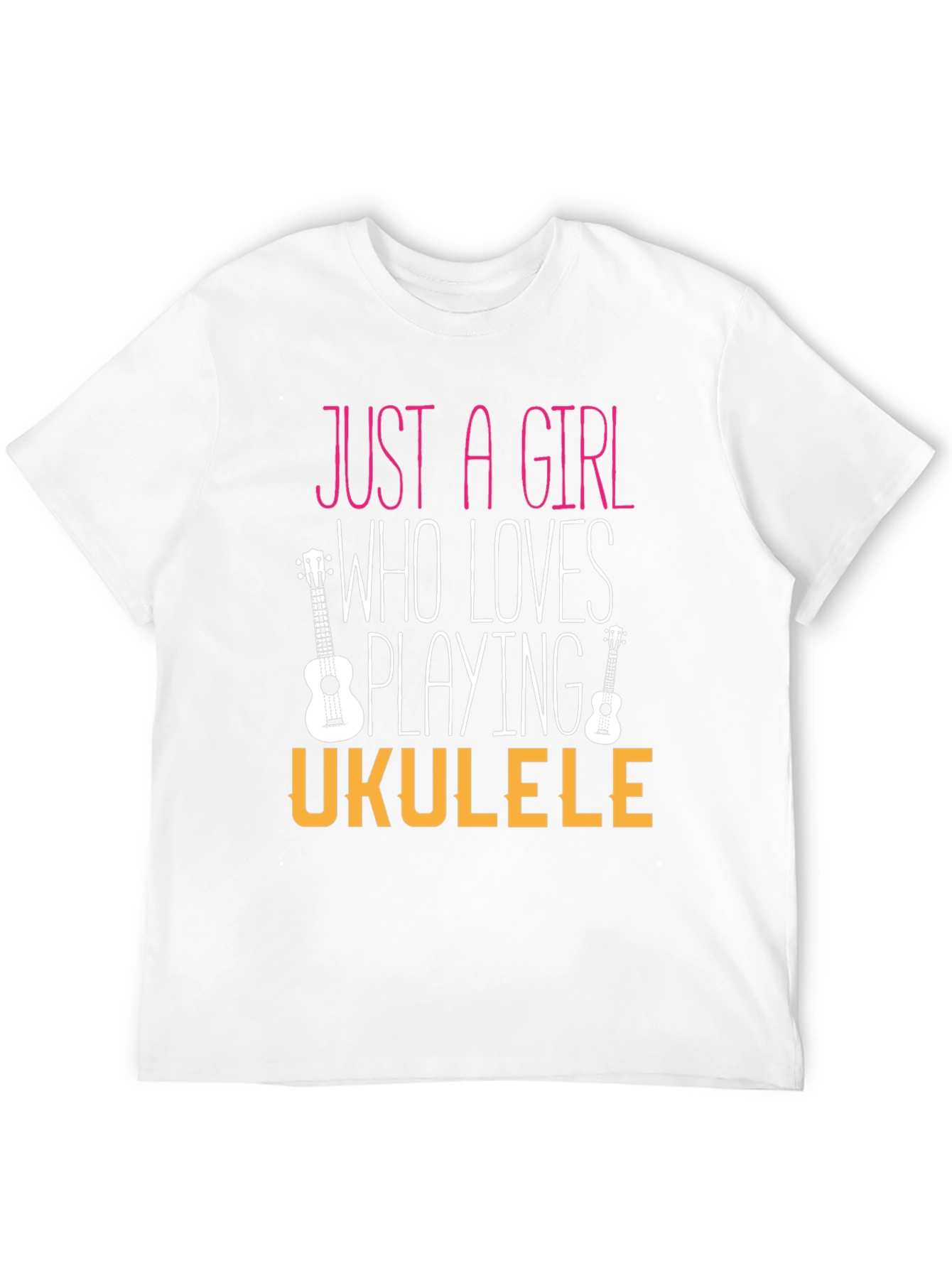 Black Just a Girl Who Loves Playing Ukulele T-Shirt view 12