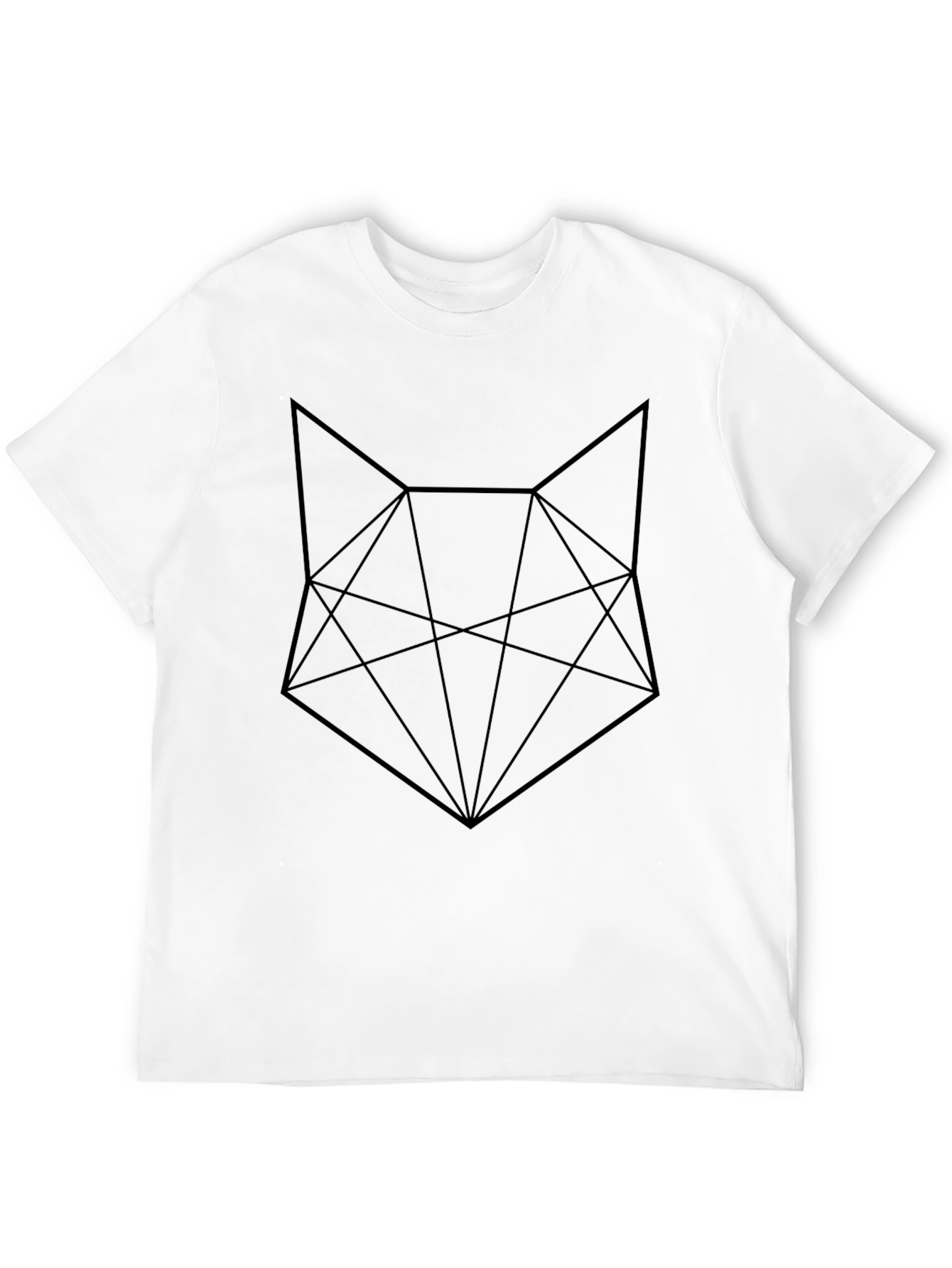Black Geometric Fox Graphic Tee - Black Cotton Blend view 12