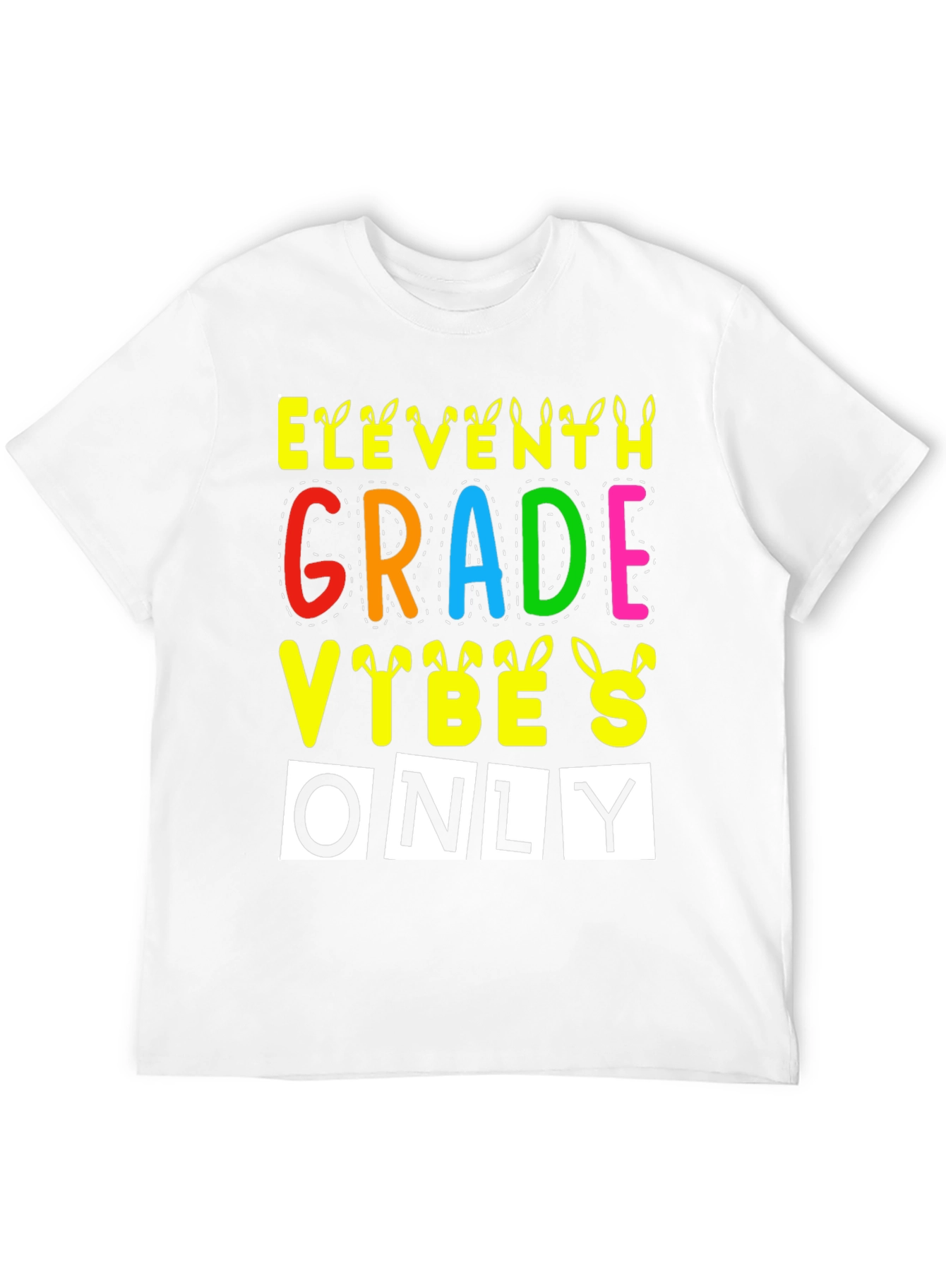 Black Eleventh Grade Vibes Only Easter Bunny T-Shirt view 12