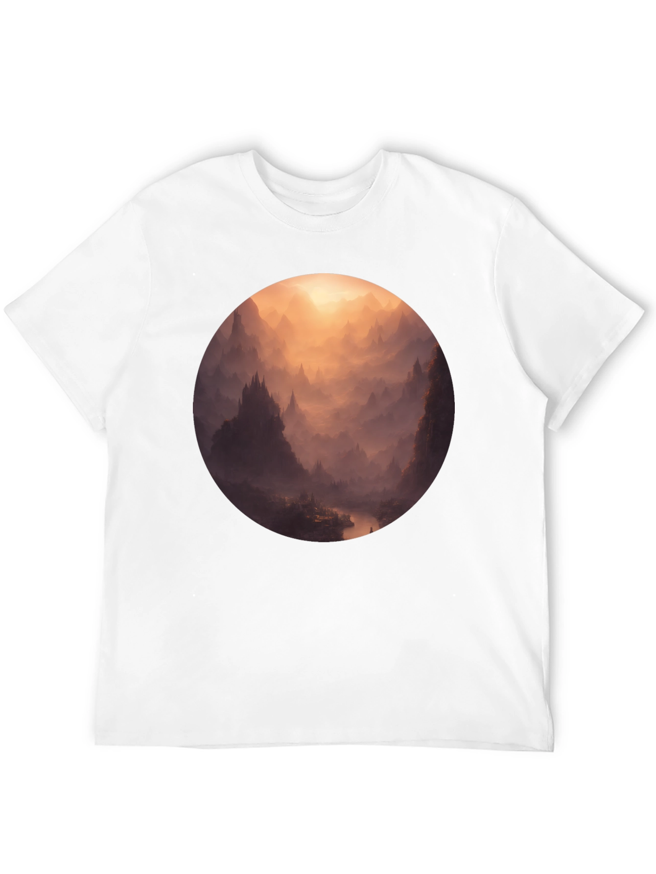 Black Mystical Mountain Vista Graphic Tee - Soft Black Cotton view 12