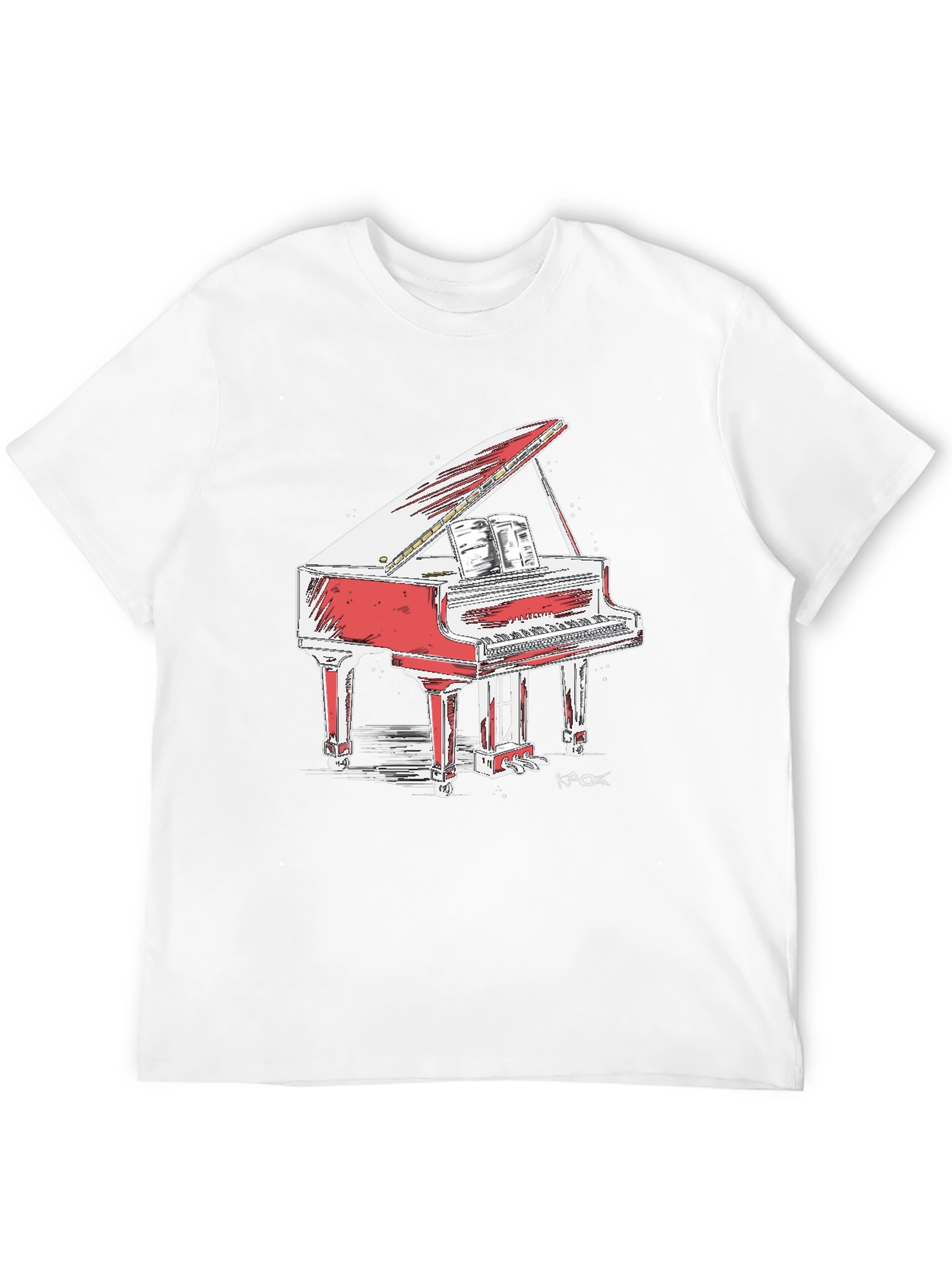 Red Grand Piano Graphic Tee - Stylish Music Lover Shirt - 12