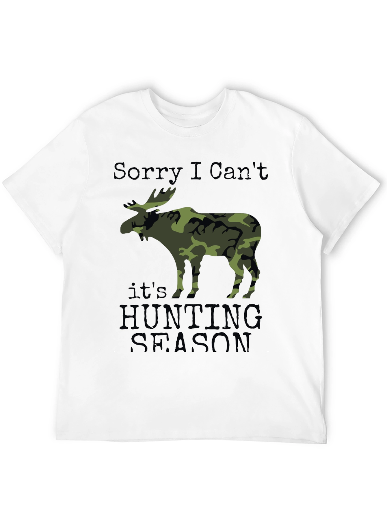 Black Hunting Season Camo Moose Graphic T-Shirt view 12