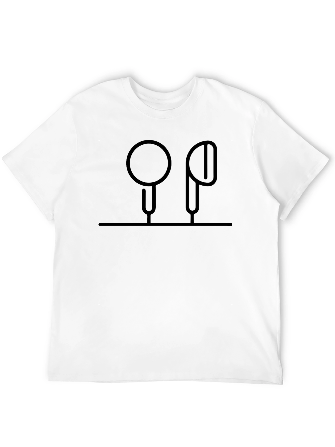 Black Minimalist Earbud Graphic Tee - Black Cotton Blend view 12
