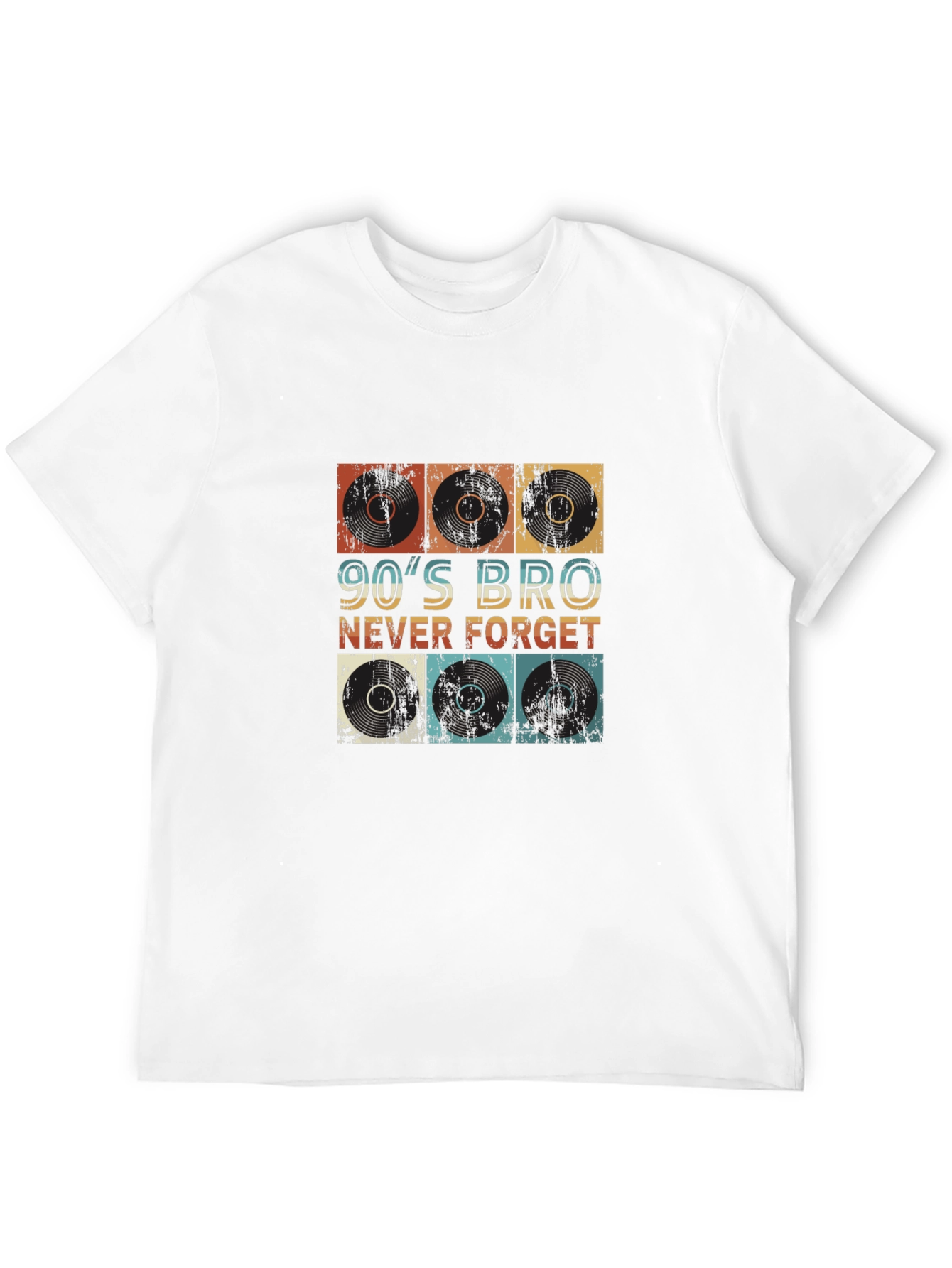 Black 90's Bro Never Forget Vinyl Record T-Shirt view 12