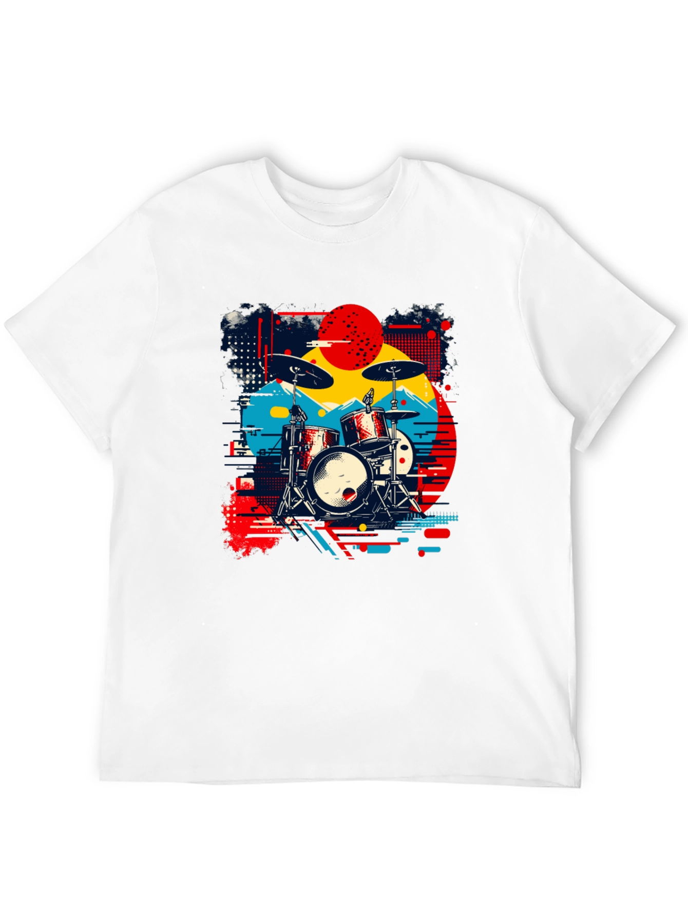 Black Retro Drum Kit Graphic Tee view 12