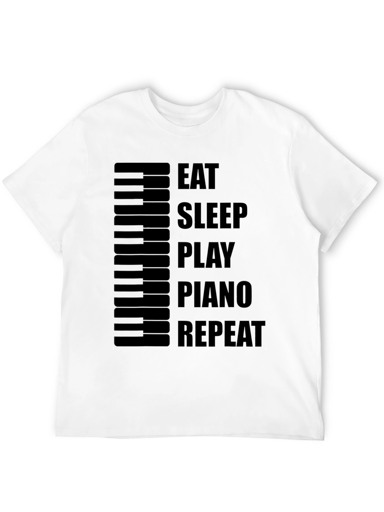 Black Eat Sleep Play Piano Repeat - Black T-Shirt view 12