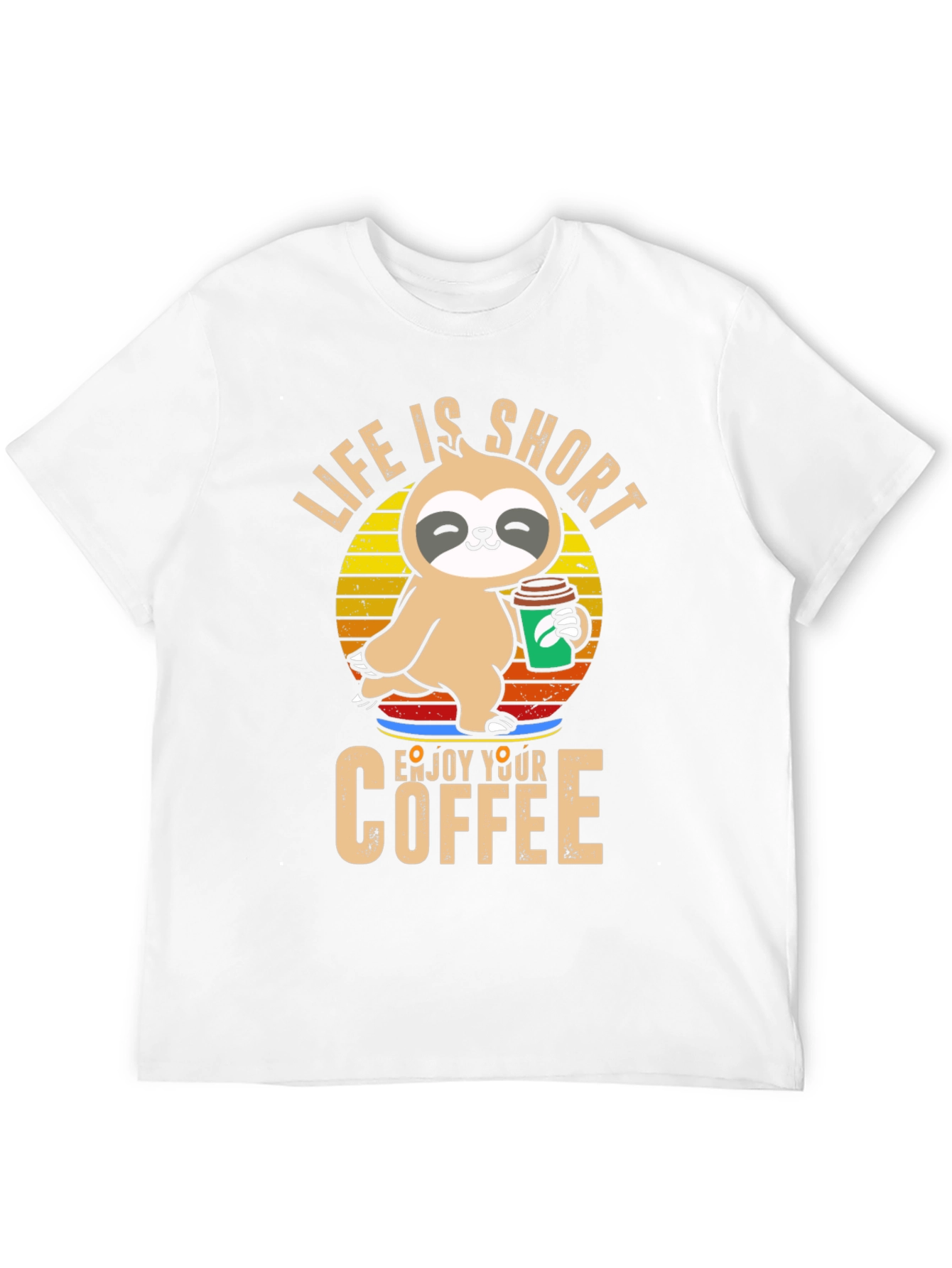 Black Life is Short Sloth Coffee T-Shirt view 12
