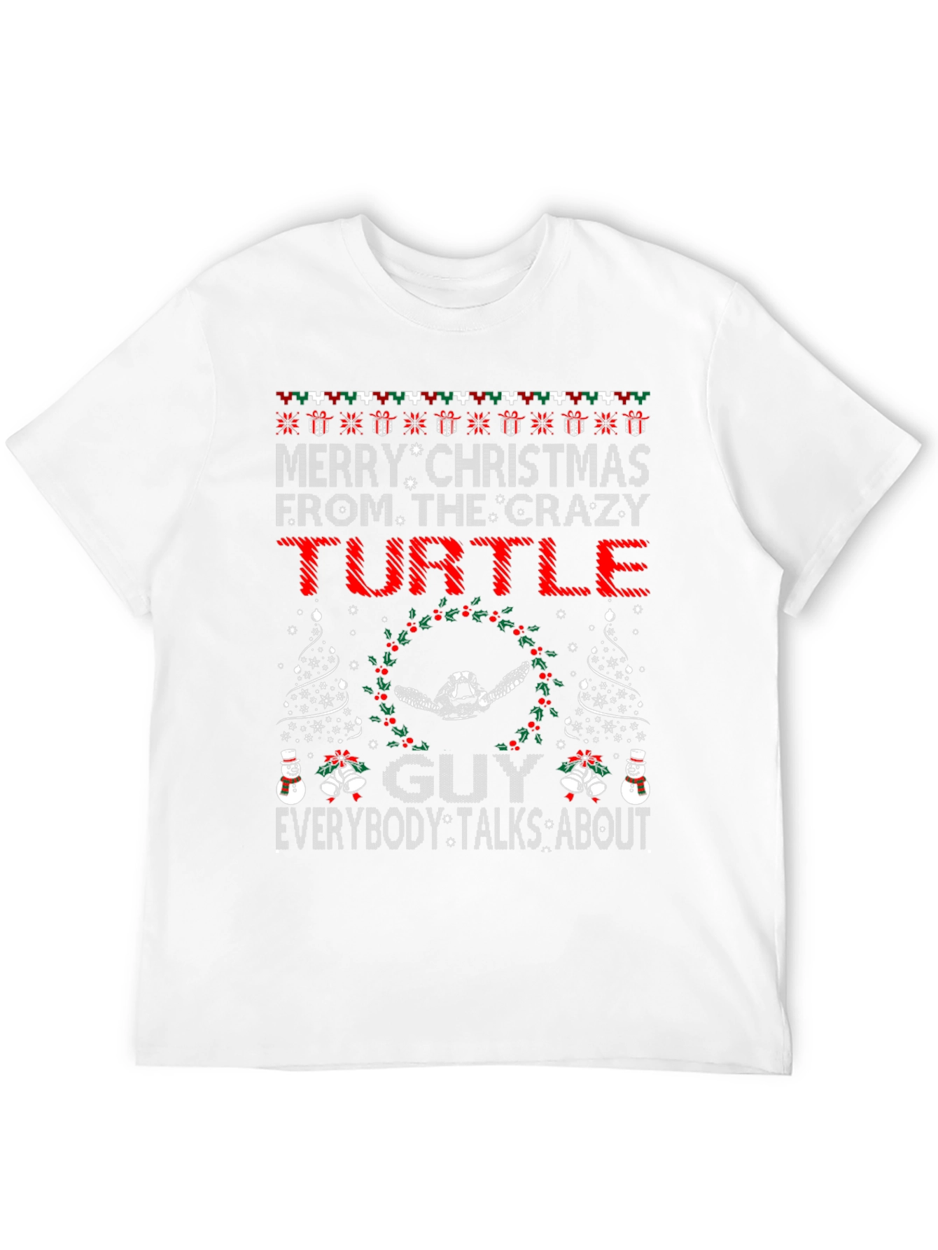 Black Crazy Turtle Guy Christmas T-Shirt view 12