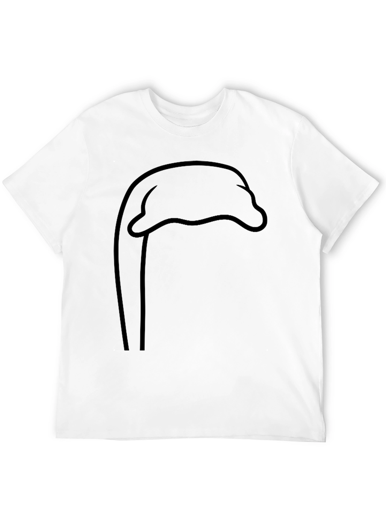 Black Minimalist Dolphin Outline T-Shirt - Unisex Black Tee view 12
