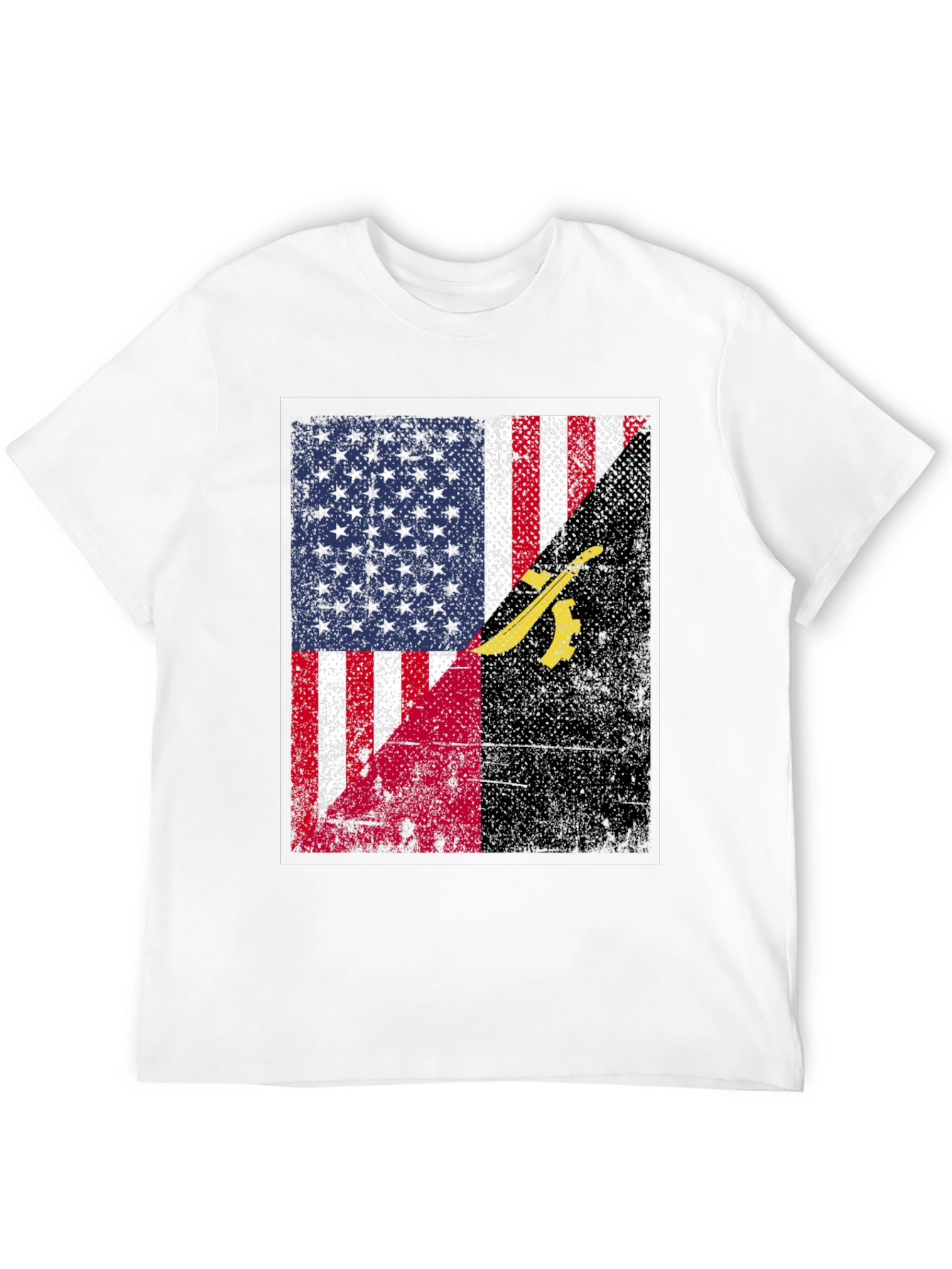 Black USA Angola Flag Graphic T-Shirt view 12
