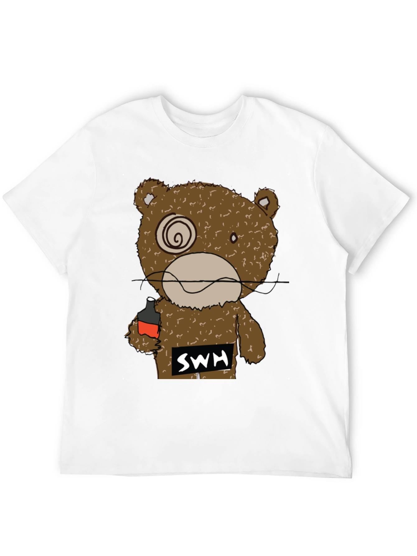 Black Drunk Bear Graphic Tee - Funny Cartoon Shirt view 12
