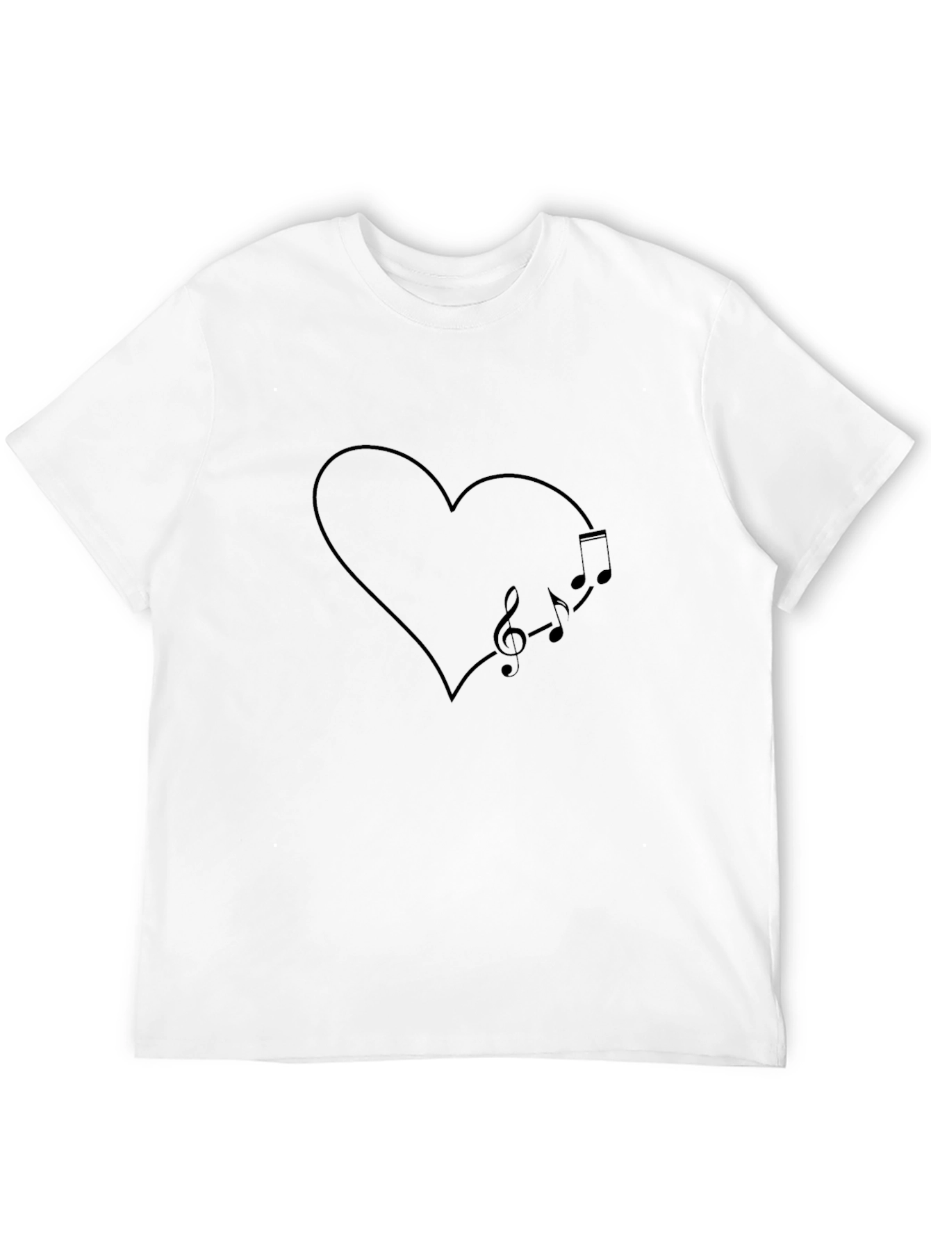 Black Heart Music Notes Graphic Tee - Unisex Black T-Shirt view 12