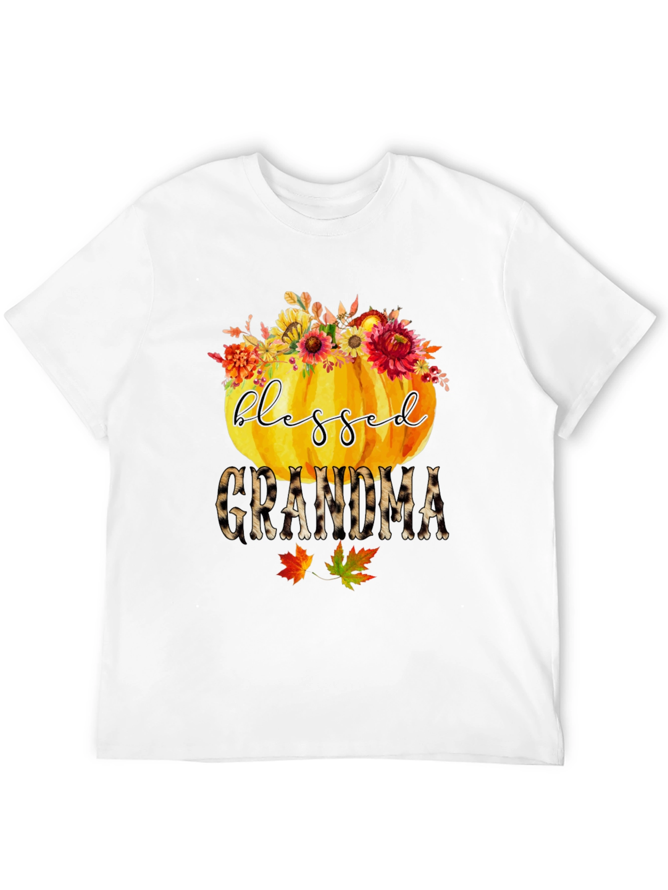 Black Blessed Grandma Pumpkin T-Shirt - Fall Apparel view 12