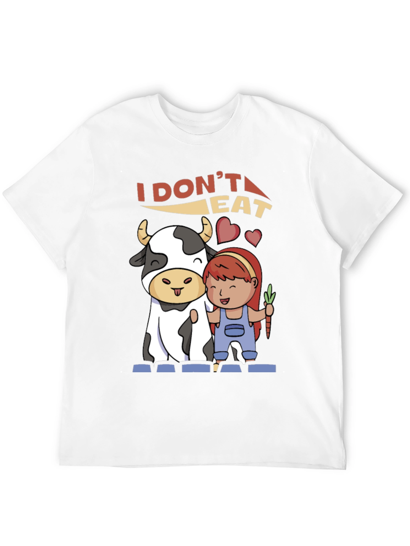 Black Vegan T-Shirt: I Don't Eat Meat Graphic Tee view 12