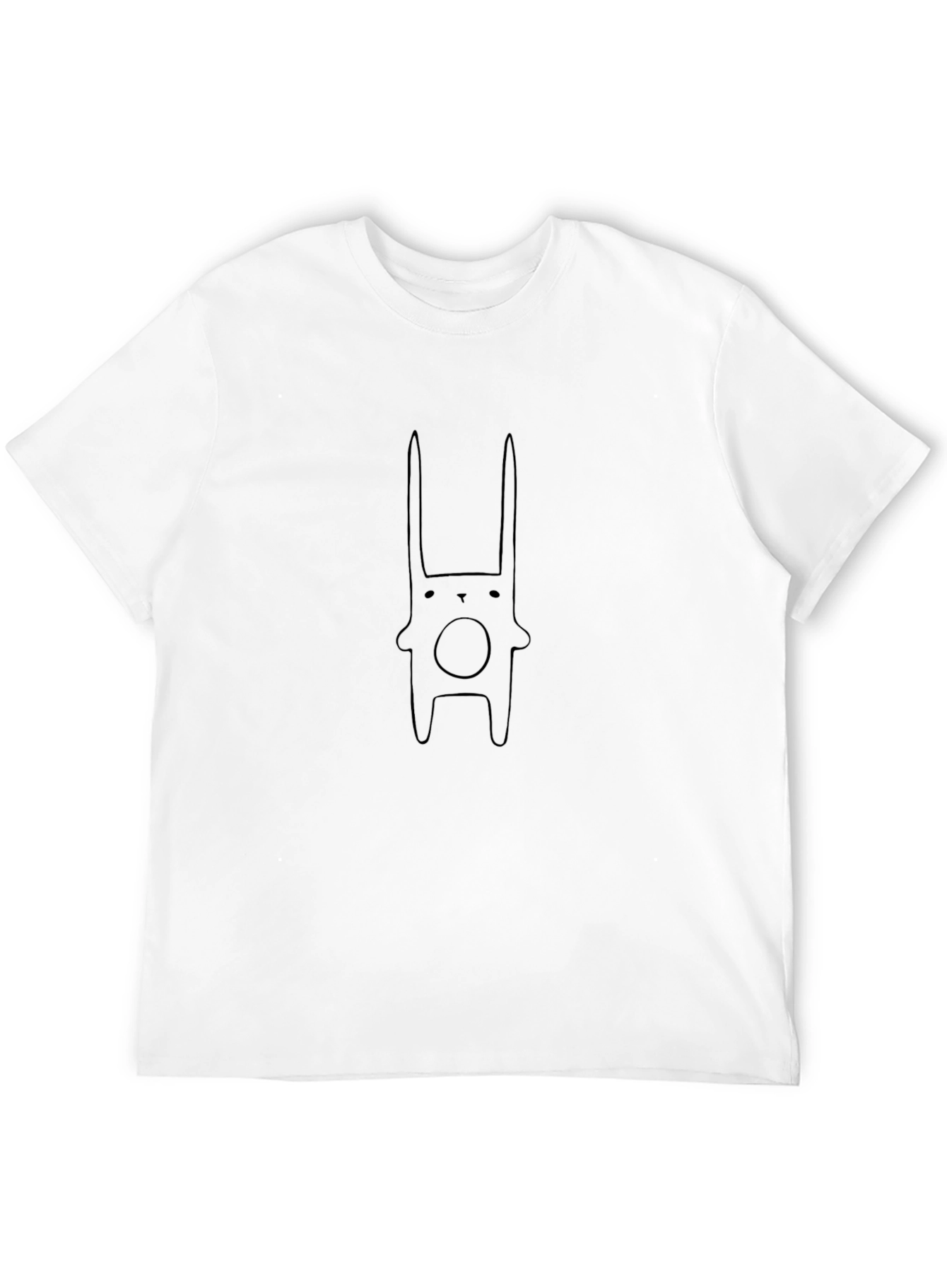 Black Minimalist Bunny Graphic Black T-Shirt view 12
