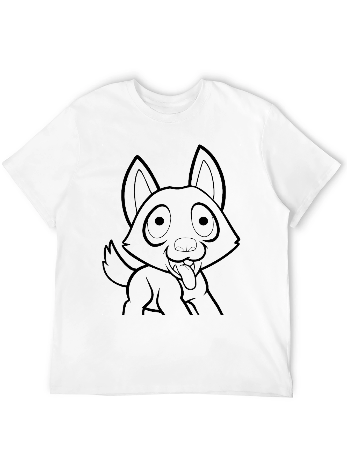 Black Cartoon Dog Graphic Print Black T-Shirt view 12