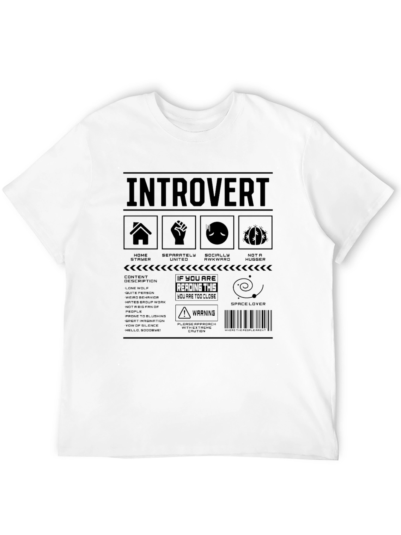Black Introvert T-Shirt - Funny Sarcastic Graphic Tee view 12