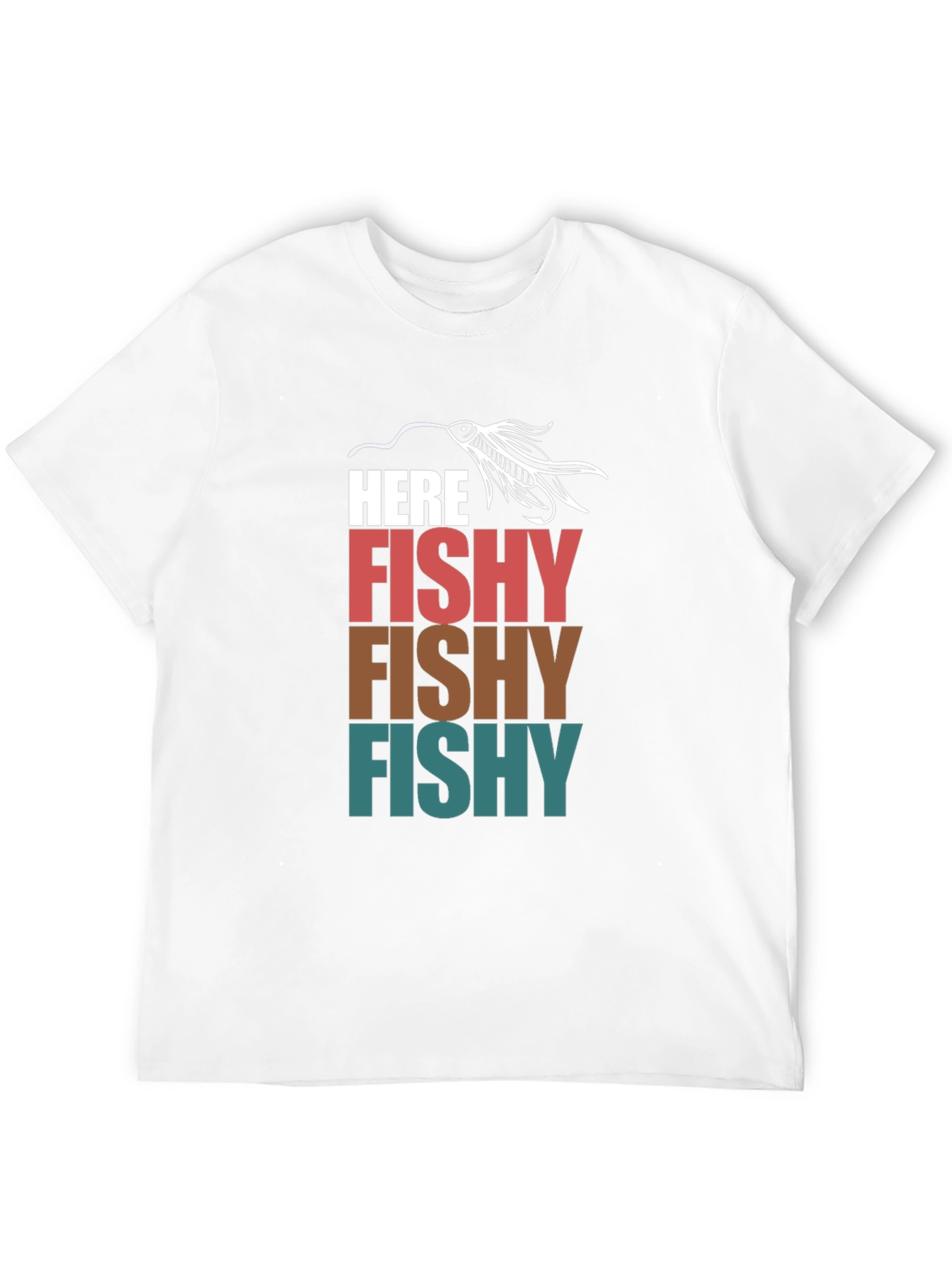 Black Here Fishy T-Shirt Fishing Lure Tee view 12