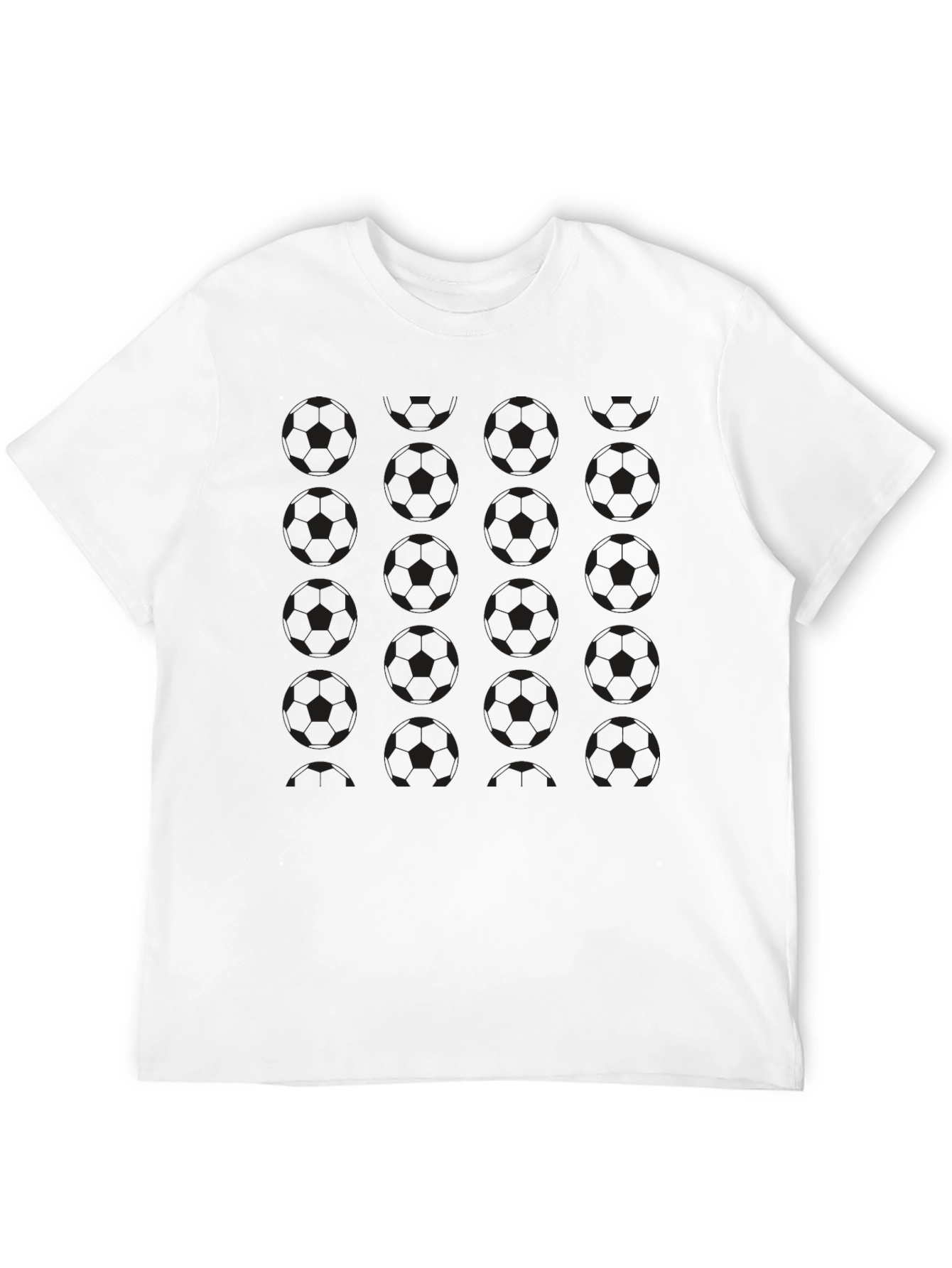 Black Black Soccer Ball Pattern T-Shirt view 12