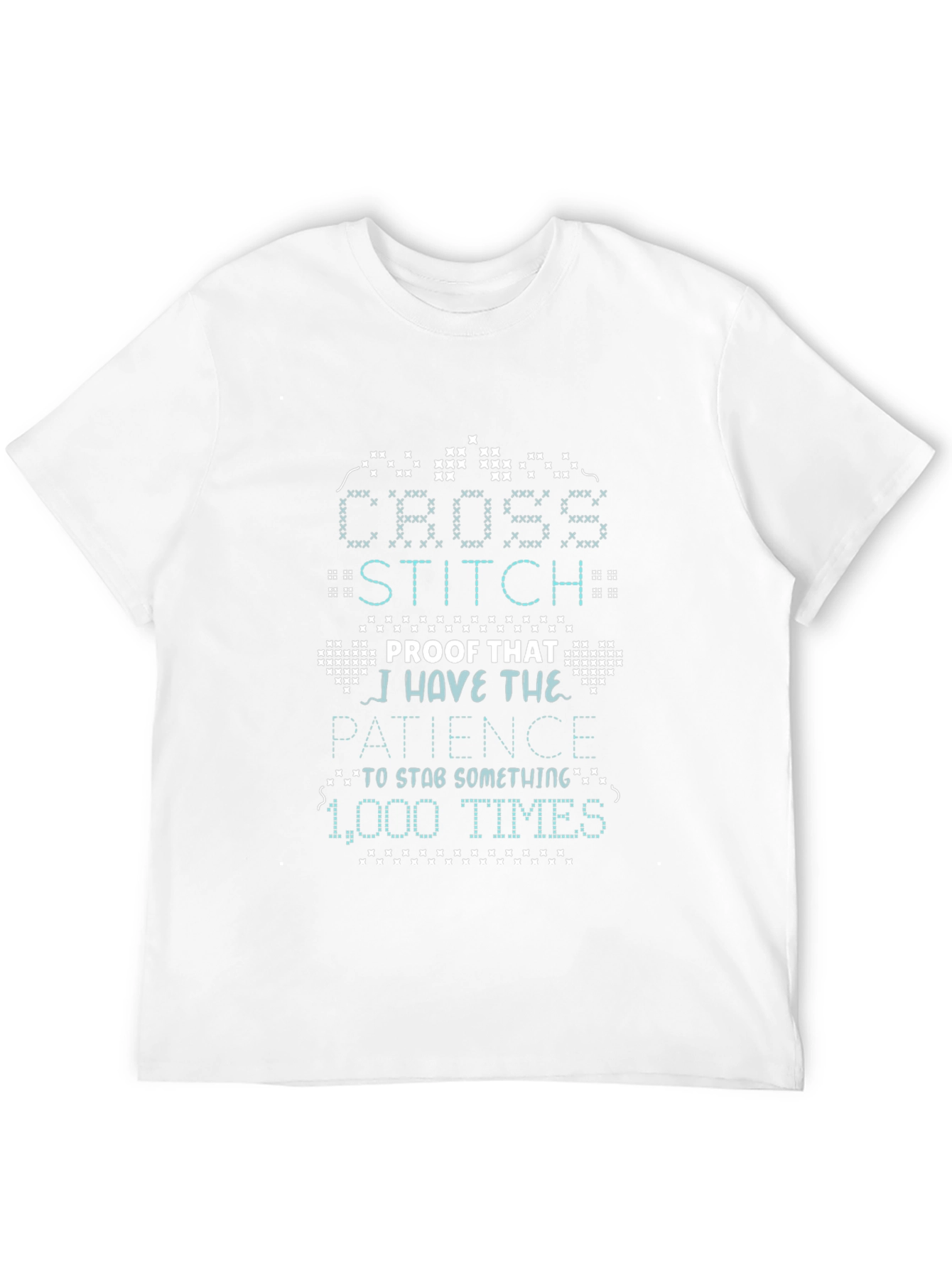Black Cross Stitch Patience Funny Graphic T-Shirt view 12