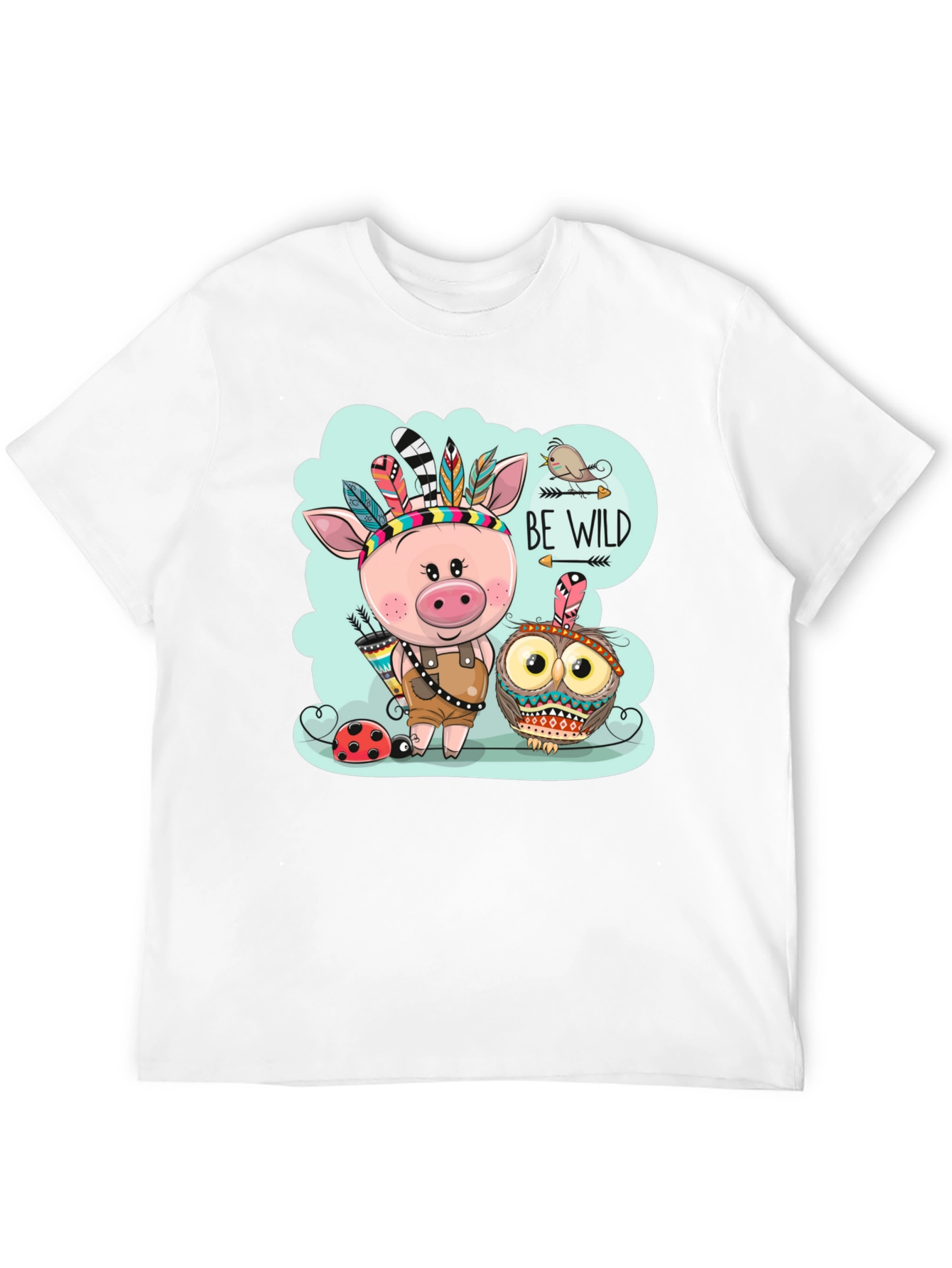 Black Be Wild T-Shirt - Pig & Owl Graphic Tee view 12