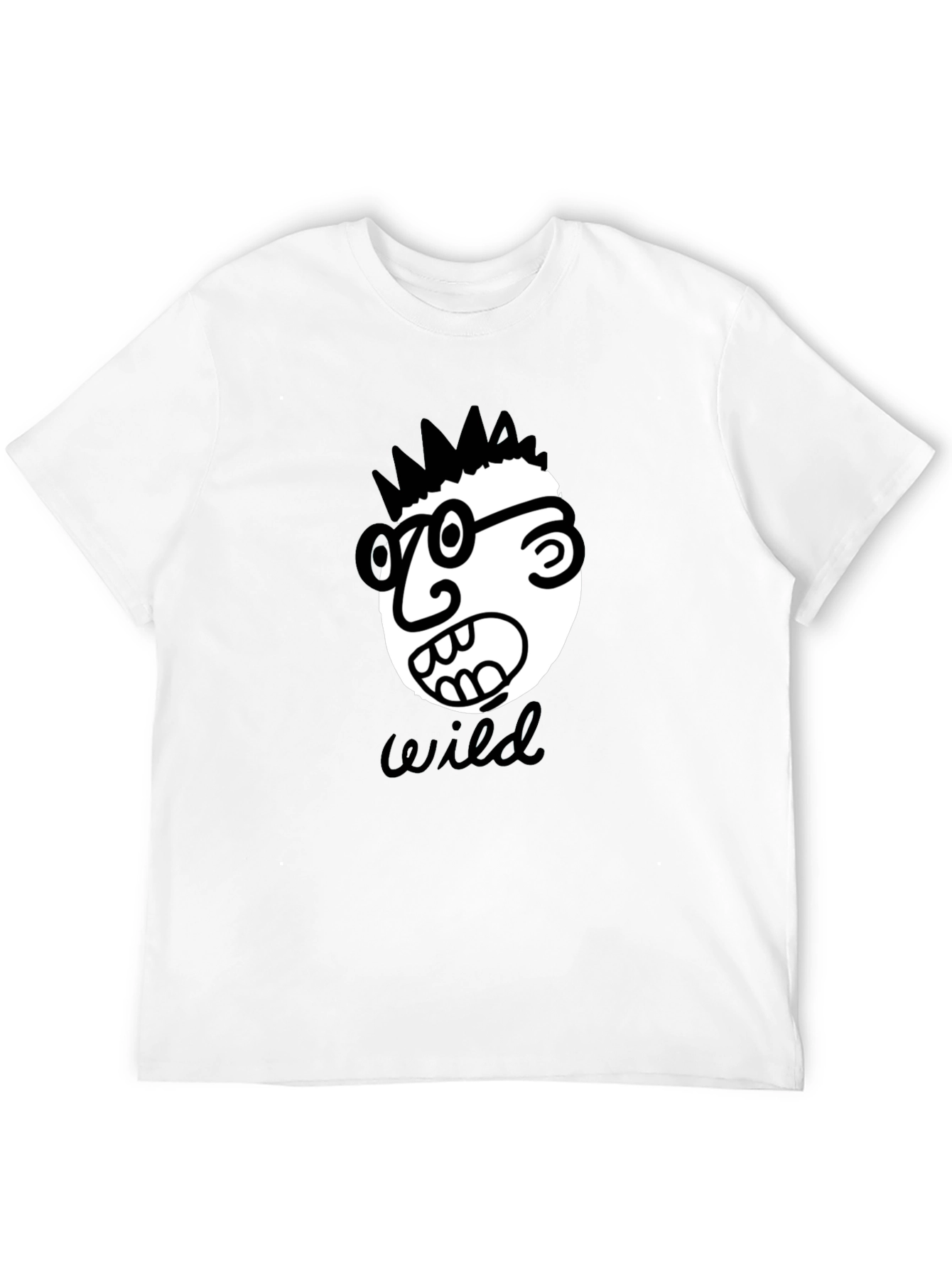 Black Wild Cartoon Face Black T-Shirt view 12