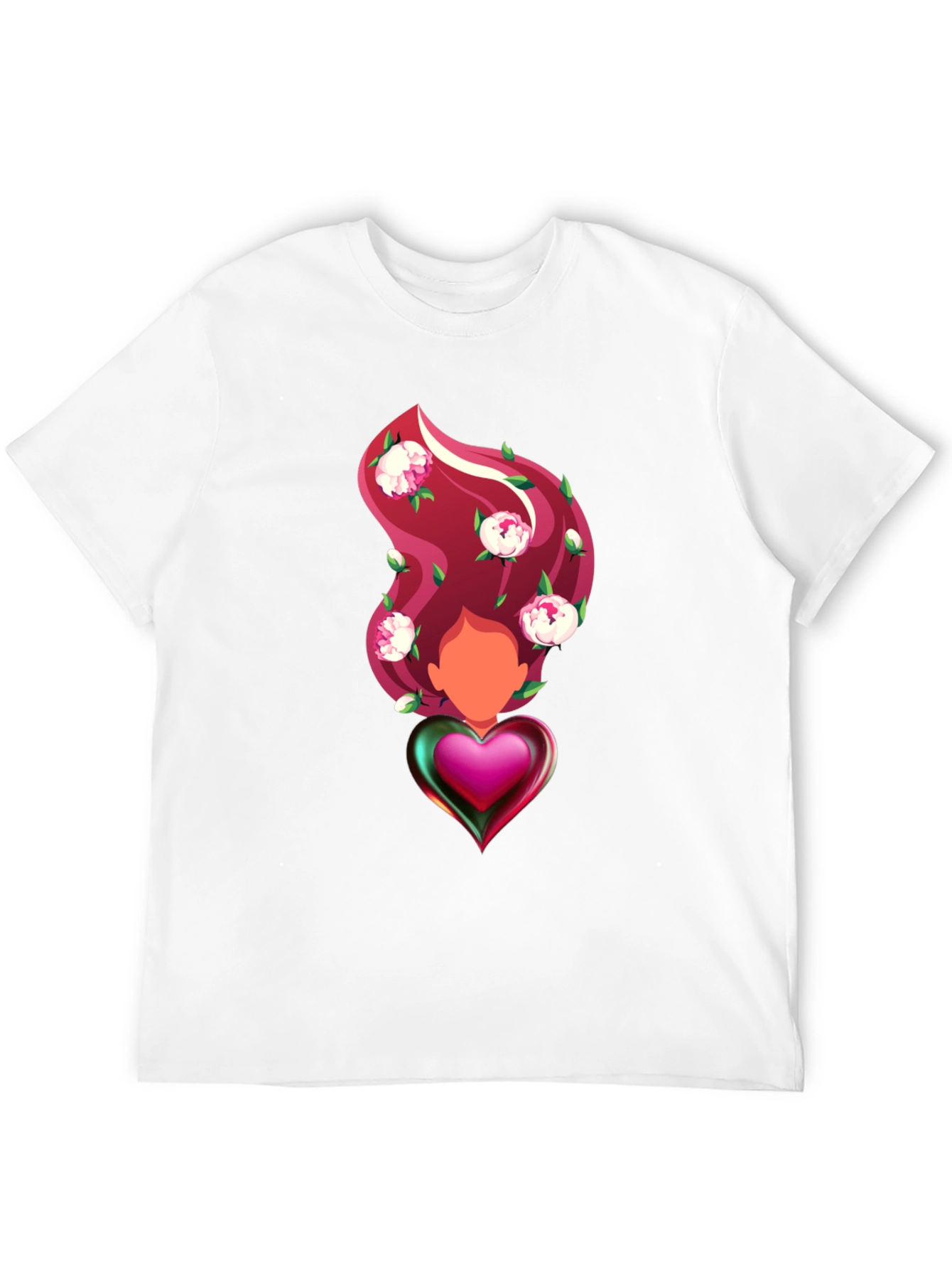 Black Heart & Floral T-Shirt - Artistic Graphic Tee view 12