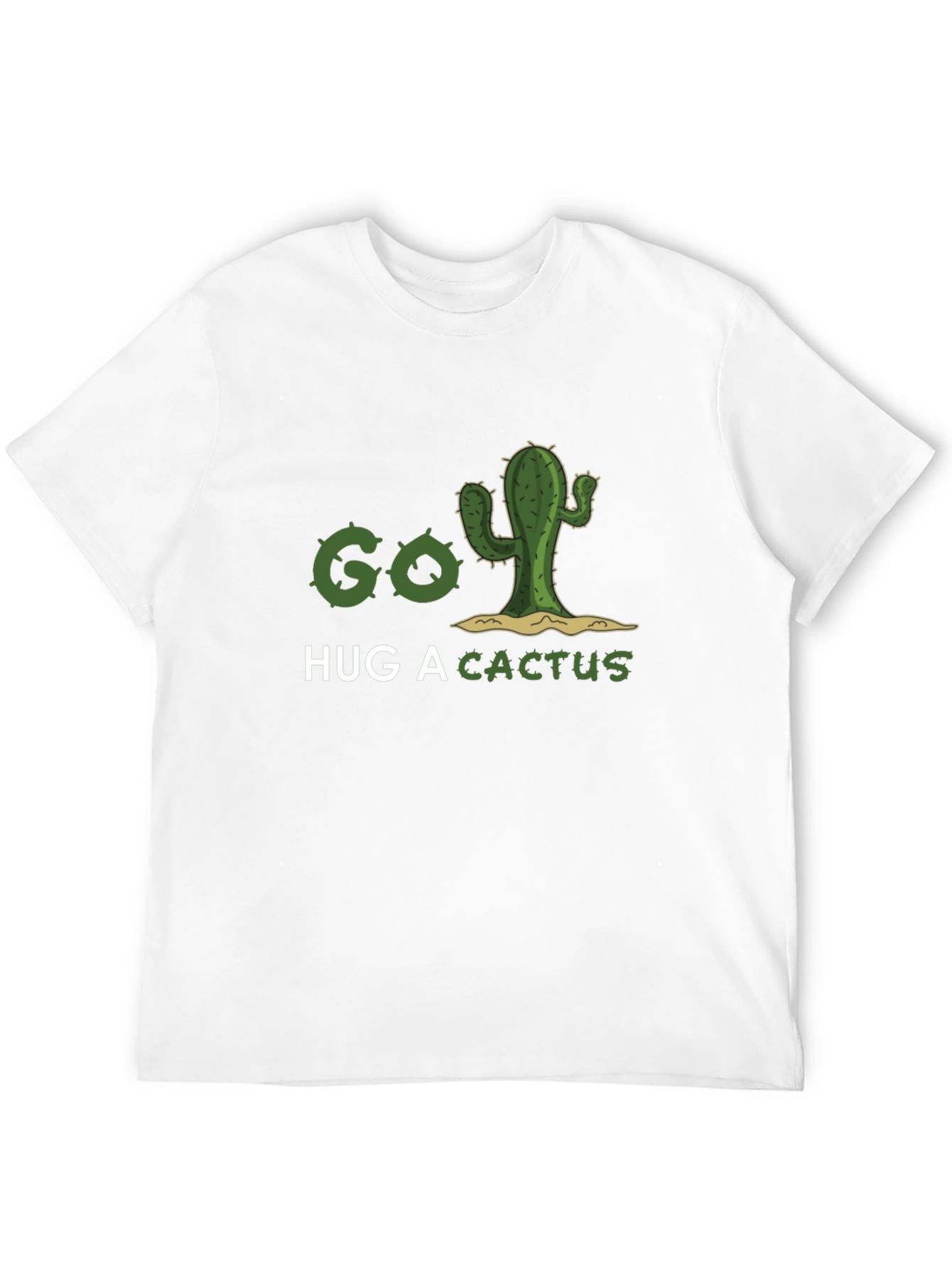 Black Go Hug A Cactus T-Shirt - Funny Graphic Tee view 12
