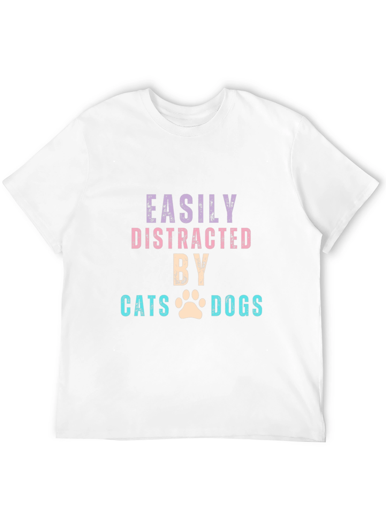 Black Easily Distracted by Cats & Dogs T-Shirt view 12