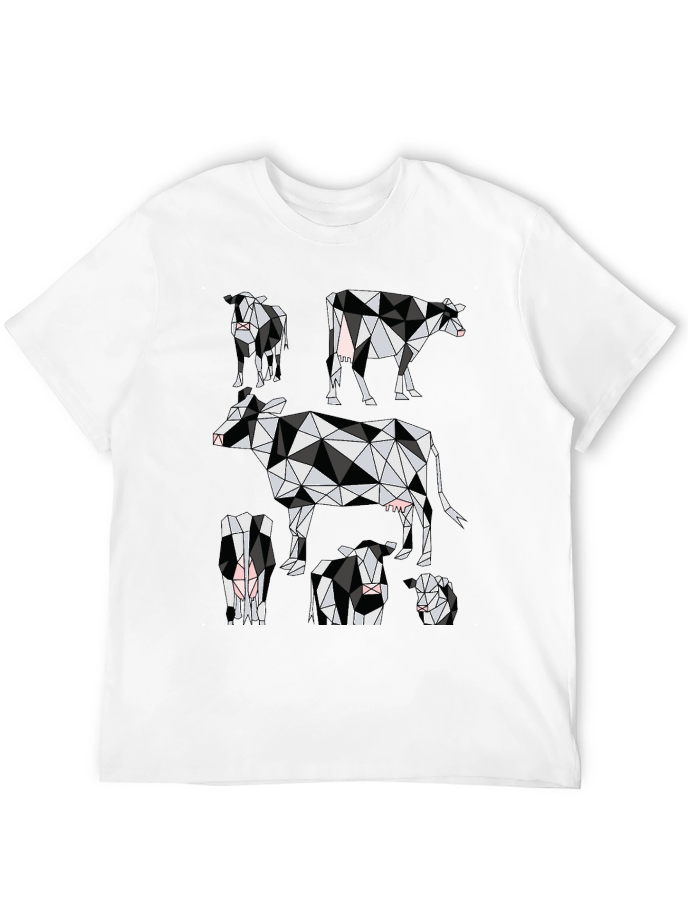 Black Geometric Cow Print Black T-Shirt view 12