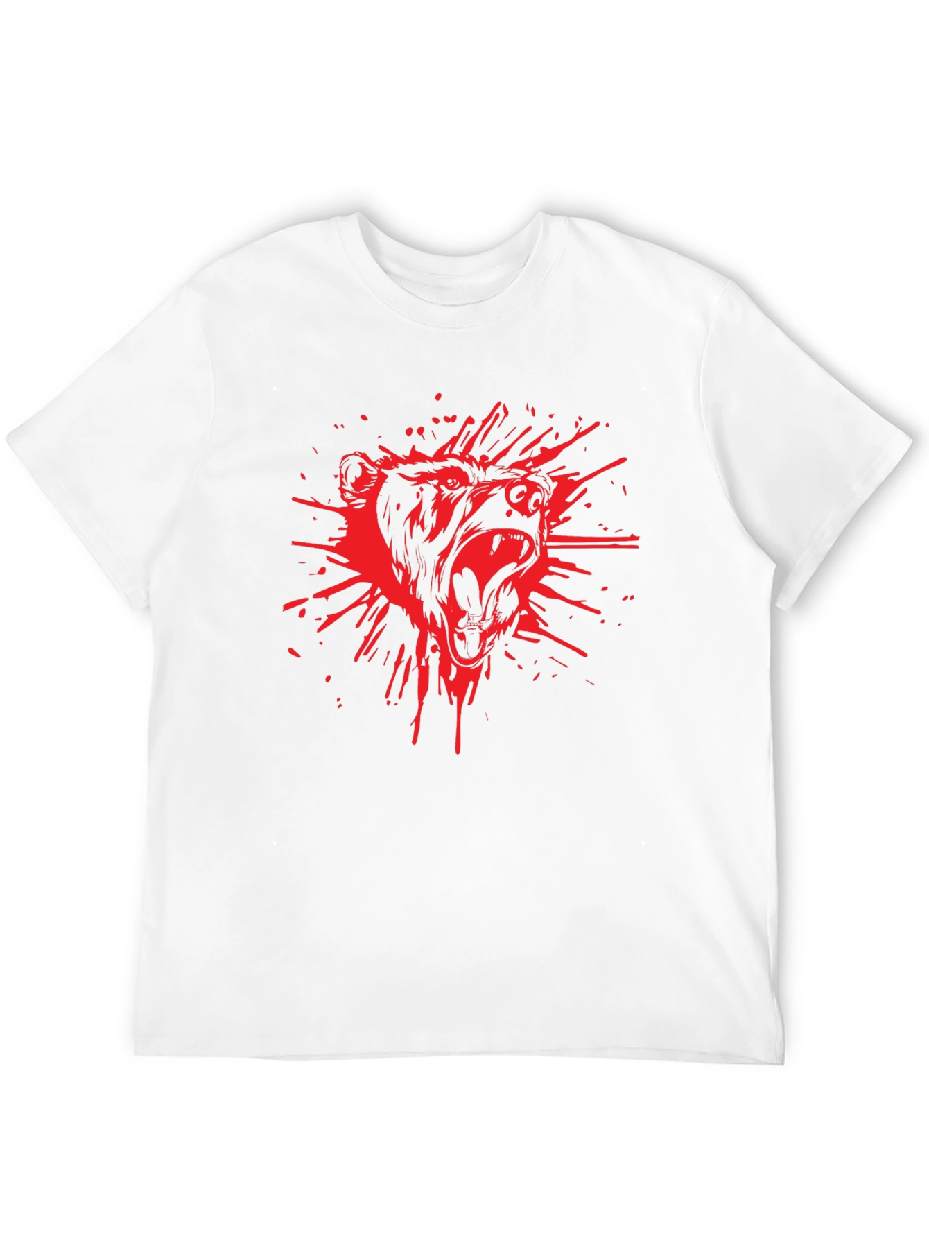 Black Men's Black T-Shirt with Red Bear Graphic view 12