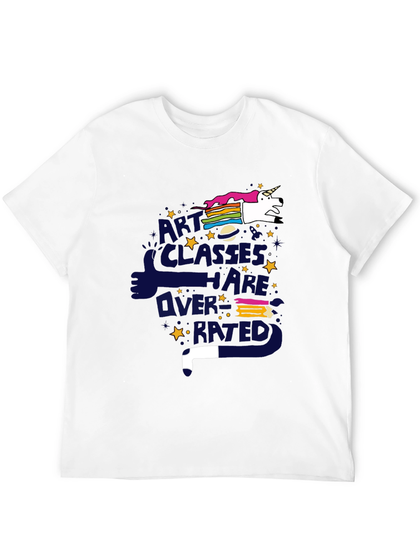 Black Art Classes Unicorn T-Shirt - Overrated Graphic Tee view 12