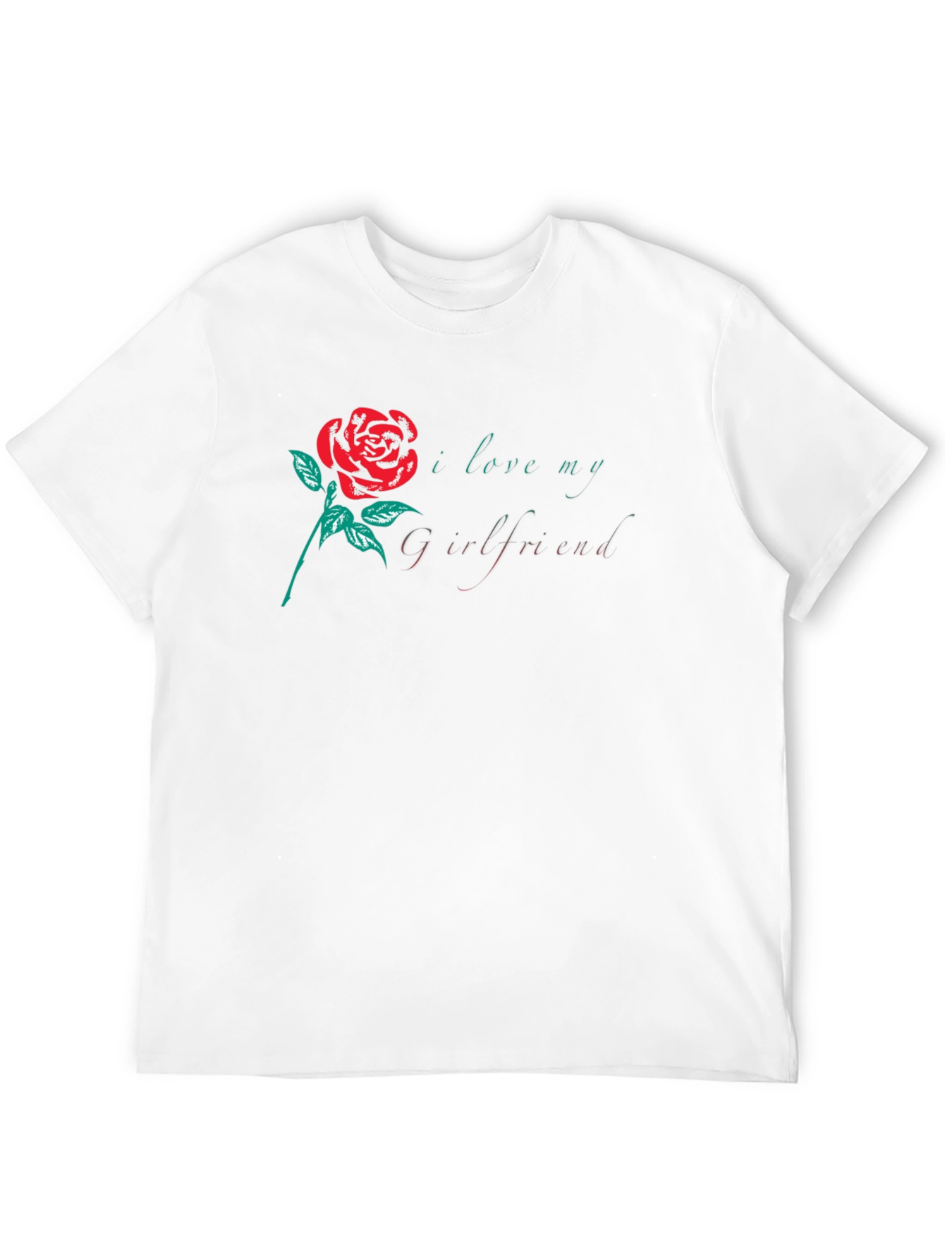 Black I Love My Girlfriend Rose Graphic Black T-Shirt view 12