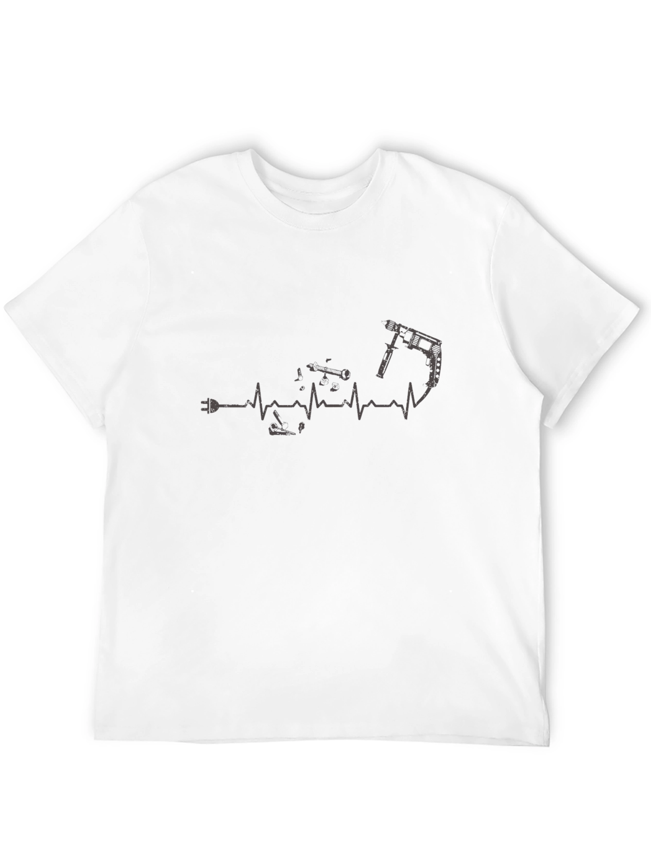 Black Electrician Heartbeat Graphic T-Shirt - Black view 12