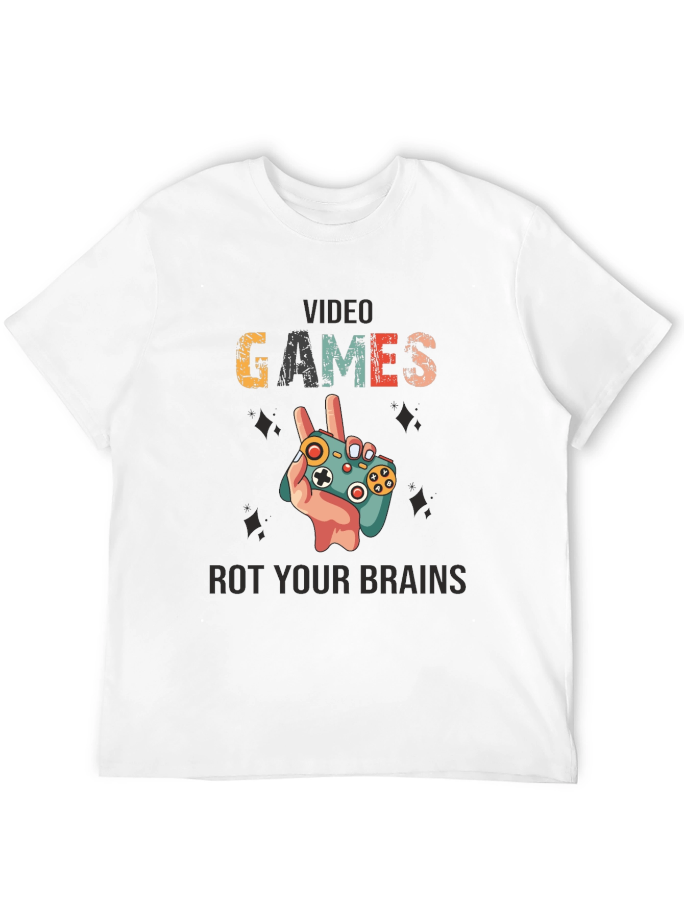 Black Video Games Rot Your Brains T-Shirt view 12