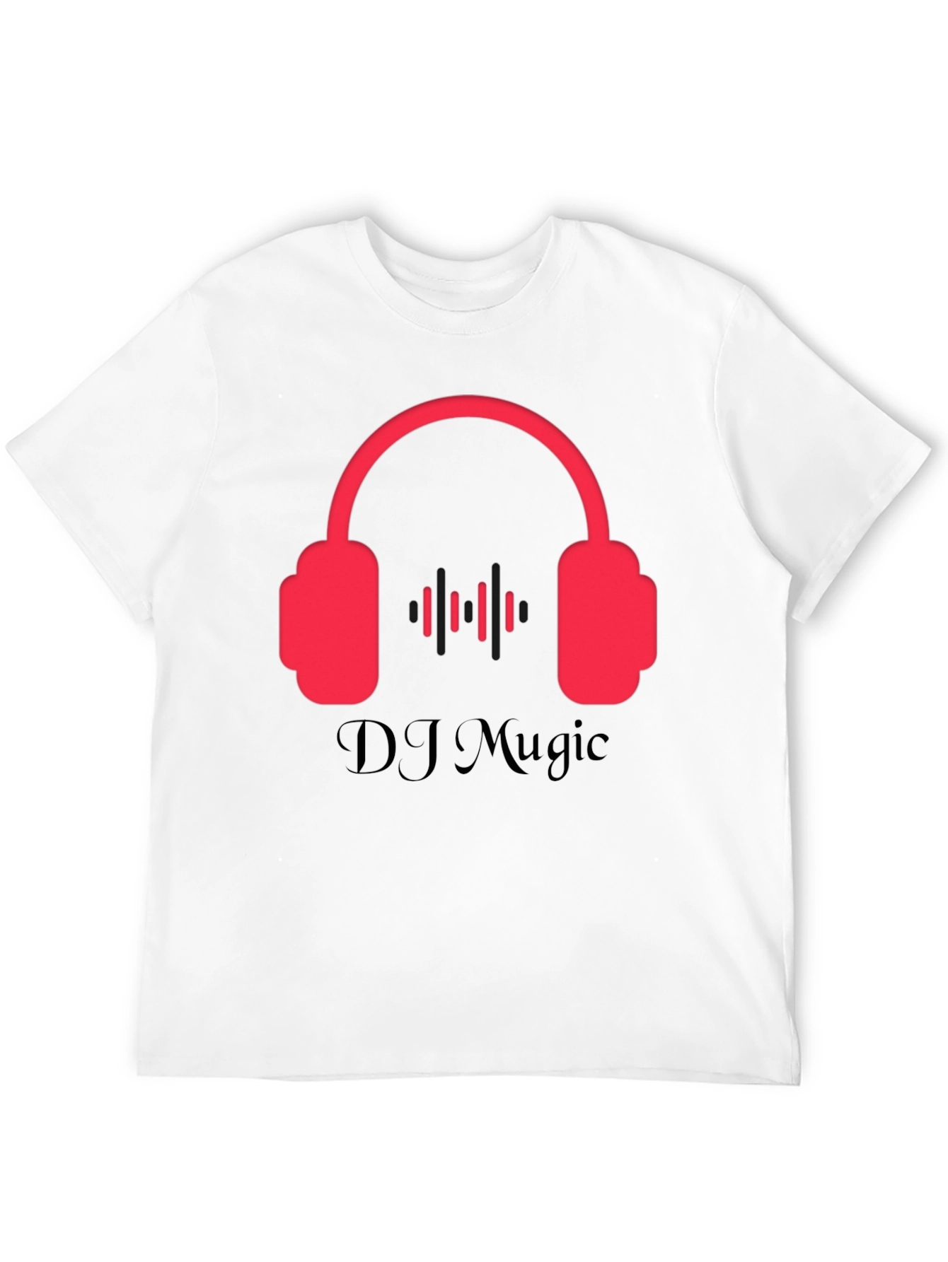 Black DJ Music Black T-Shirt with Headphone Design view 12