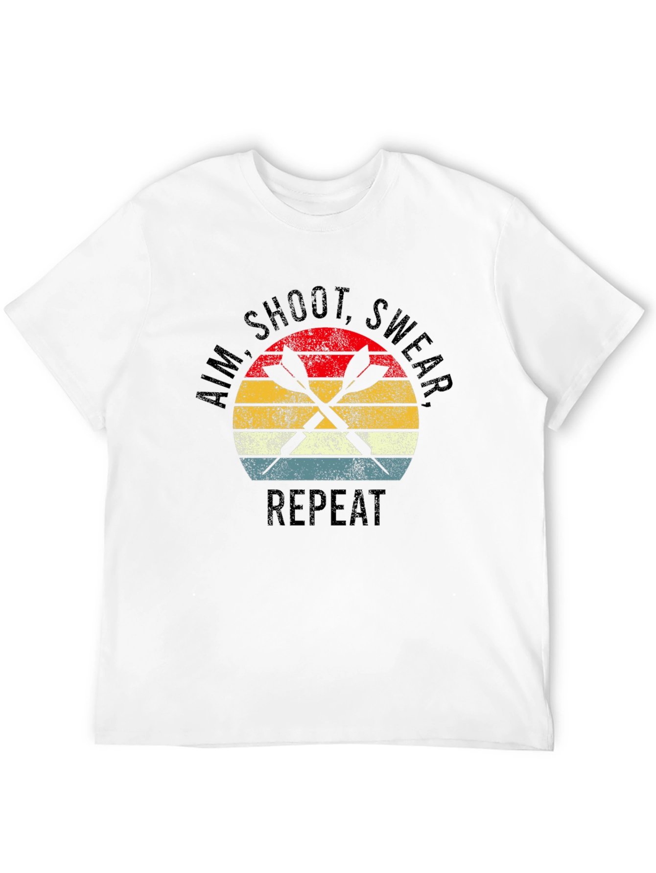 Black Aim Shoot Swear Repeat Darts Graphic T-Shirt view 12