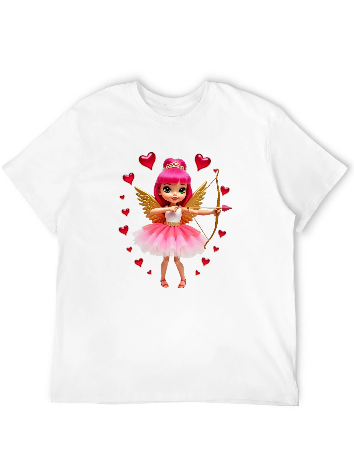 Black Valentine's Day Cupid Doll Graphic Tee - Black view 12