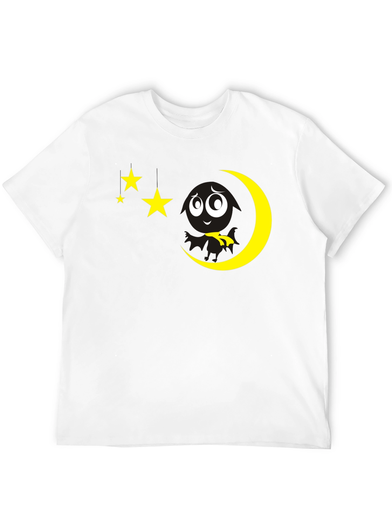 Black Night Sky Tee: Moon & Stars Graphic Black T-Shirt view 12