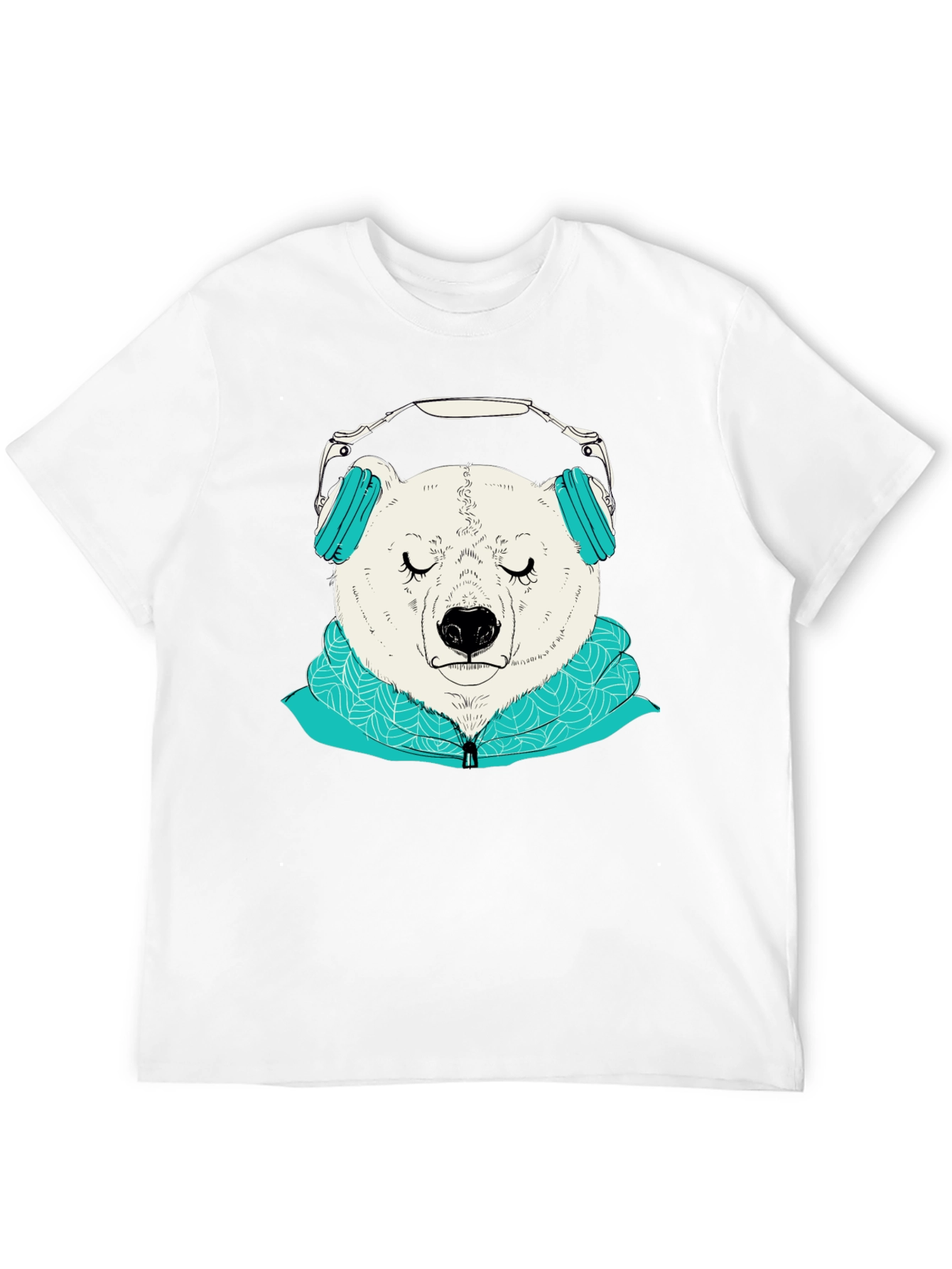 Black Bear with Headphones Graphic Tee view 12
