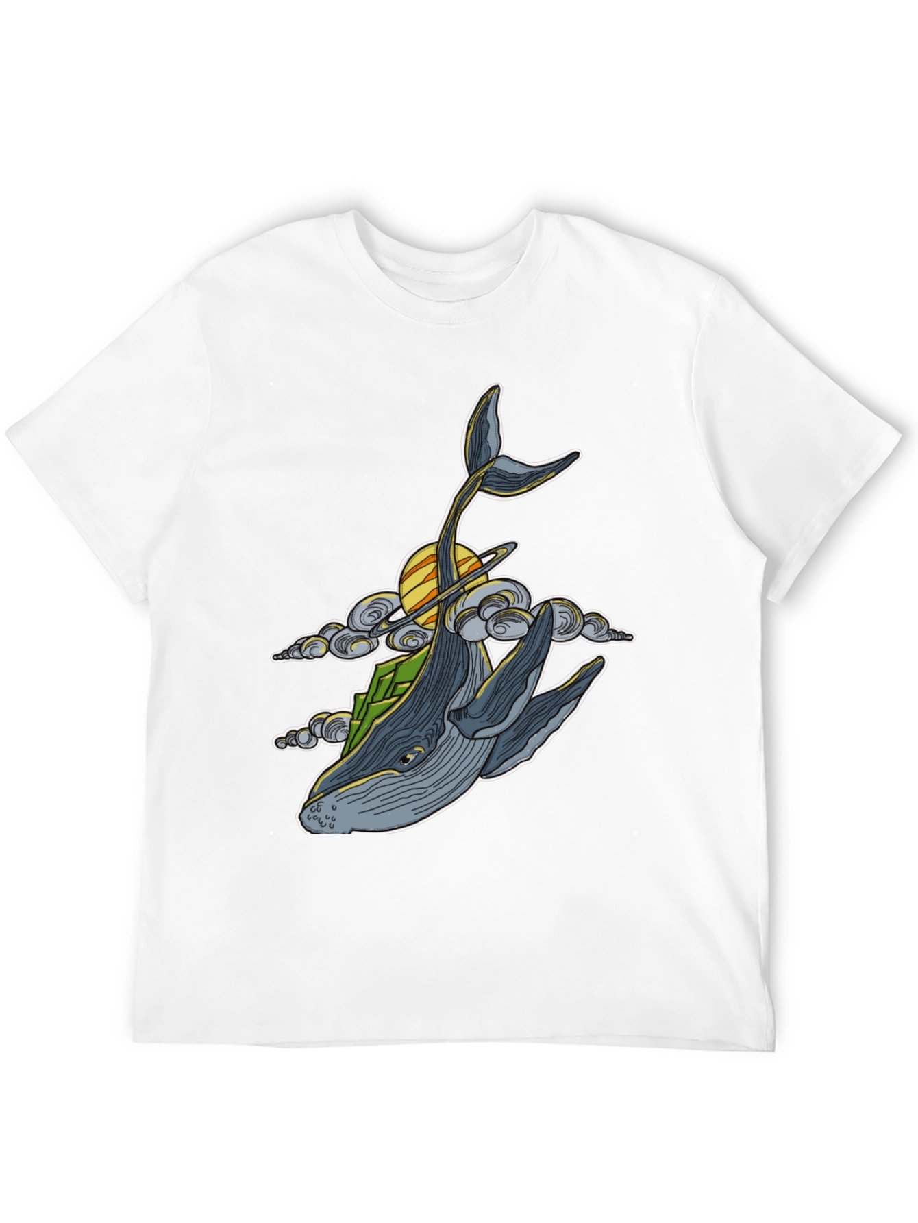 Black Whimsical Whale T-Shirt - Celestial Ocean Design view 12