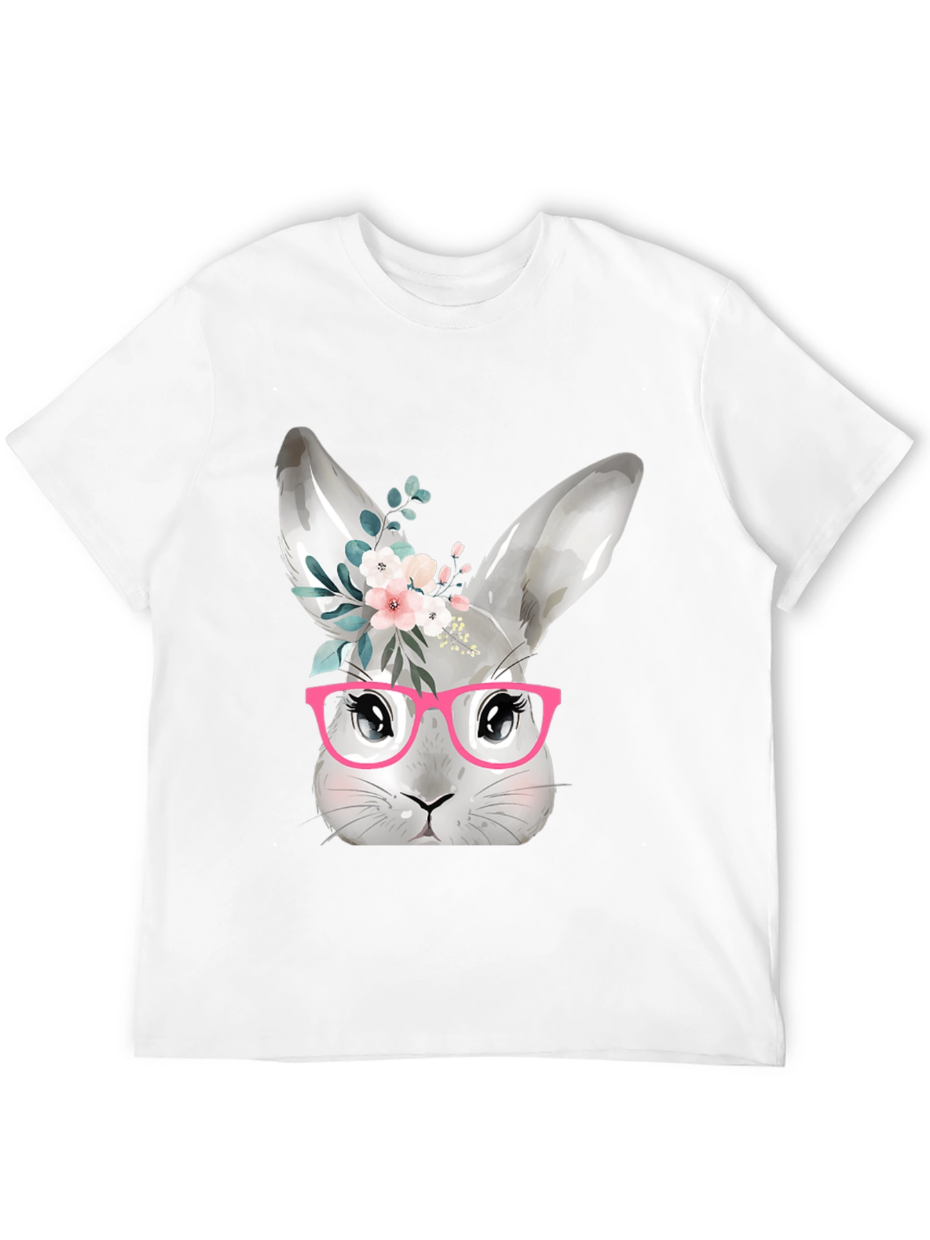 Black Cute Bunny with Glasses T-Shirt - Black view 12