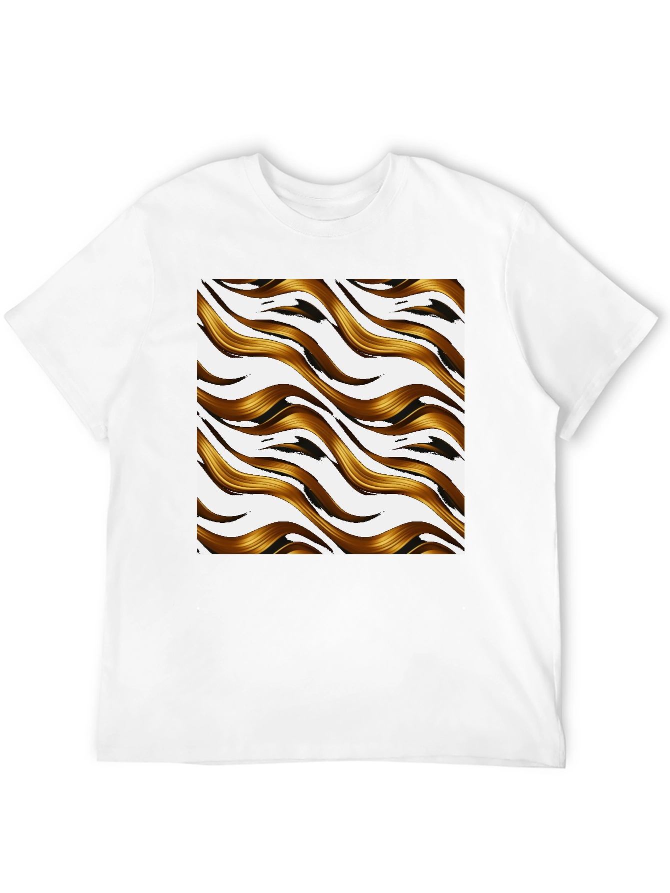 Black Golden Waves Graphic Print Black T-Shirt view 12