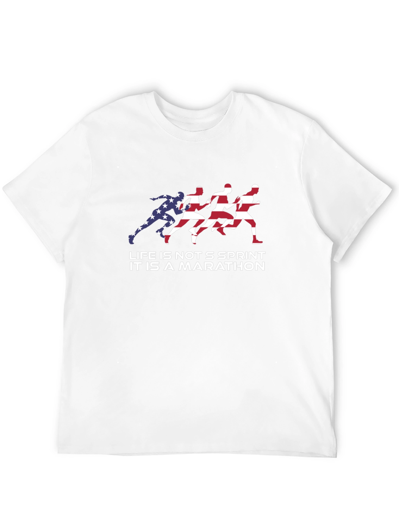 Black Motivational Marathon Runner USA Flag T-Shirt view 12